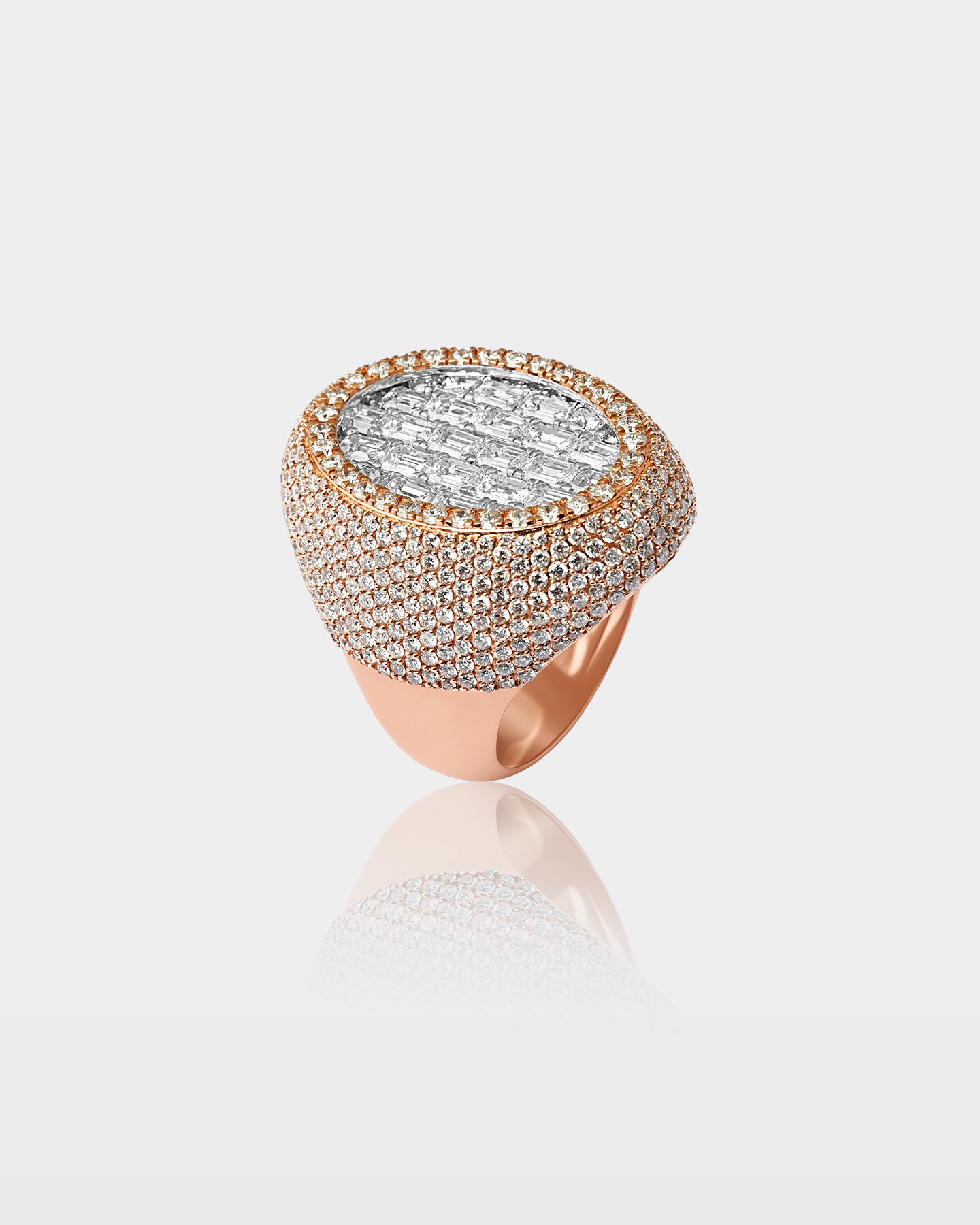 Rose & White Gold Oval Pavé Diamond Ring | The Ice Champ Dallas, Texas
