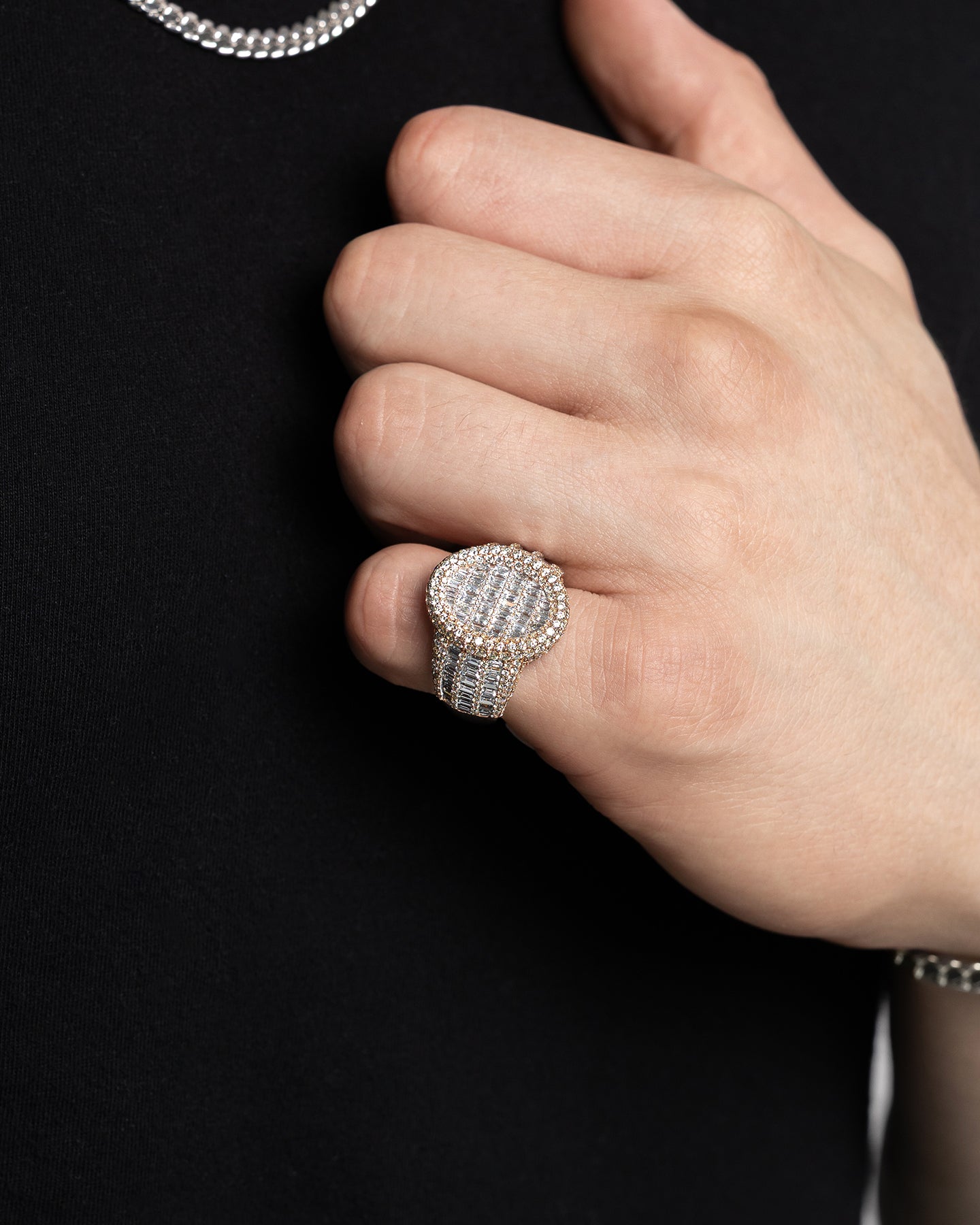 Gold Oval Natural Diamond Cluster Ring | The Ice Champ Grapevine, Texas