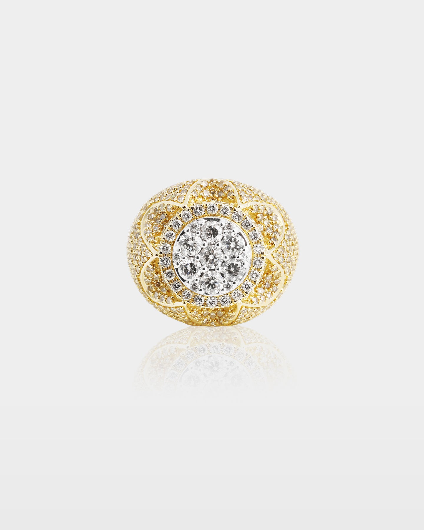 Pavé Dome Floral Cluster Diamond Ring | The Ice Champ Gold Rings Dallas