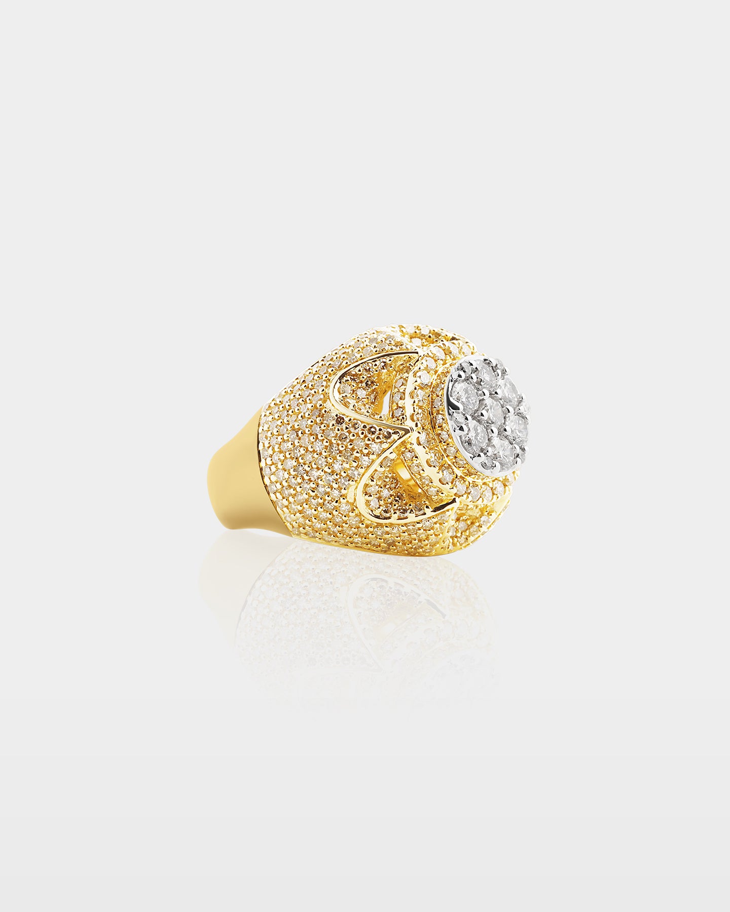 Pavé Dome Floral Cluster Diamond Ring | The Ice Champ Gold Rings Dallas