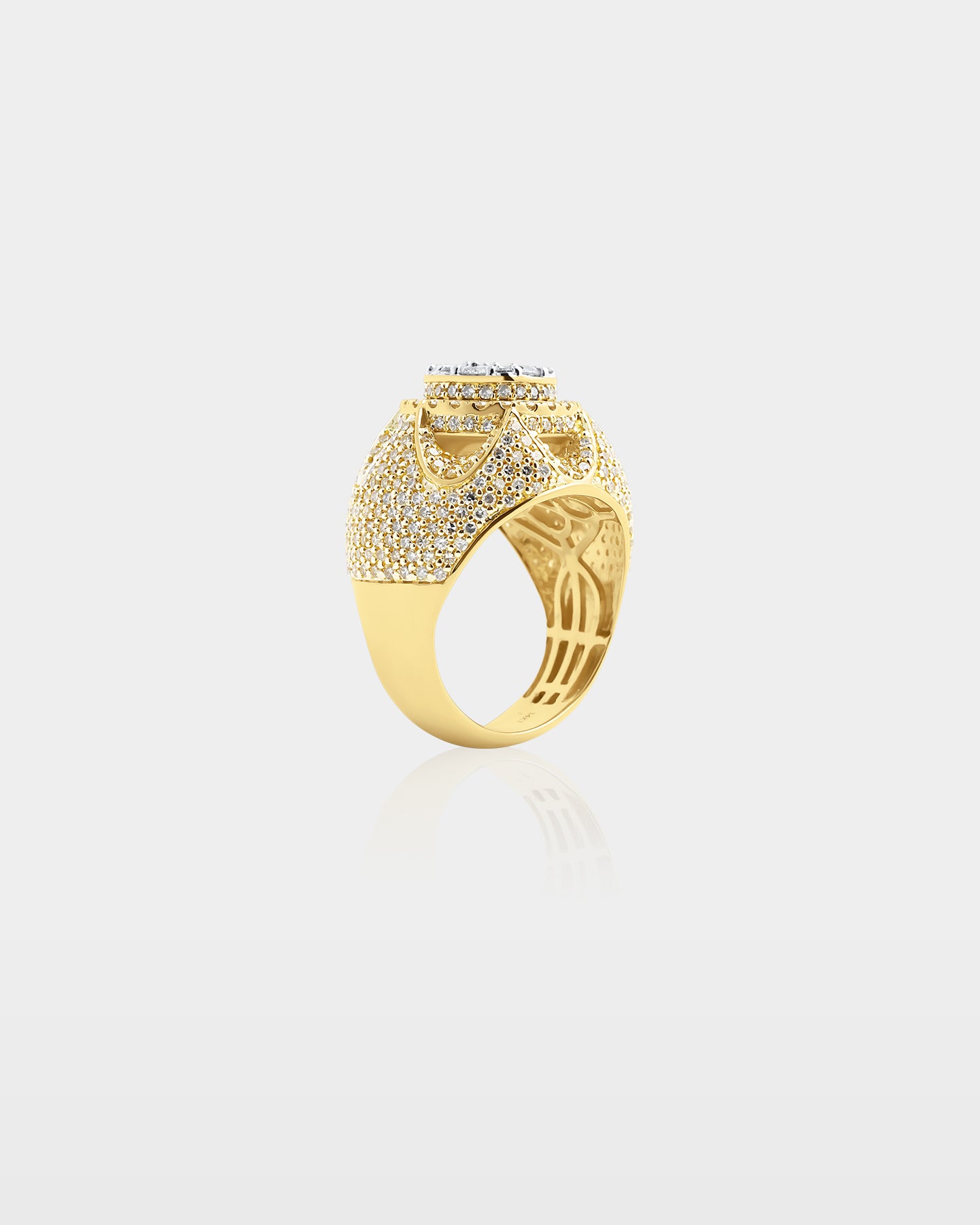 Pavé Dome Floral Cluster Diamond Ring | The Ice Champ Gold Rings Dallas