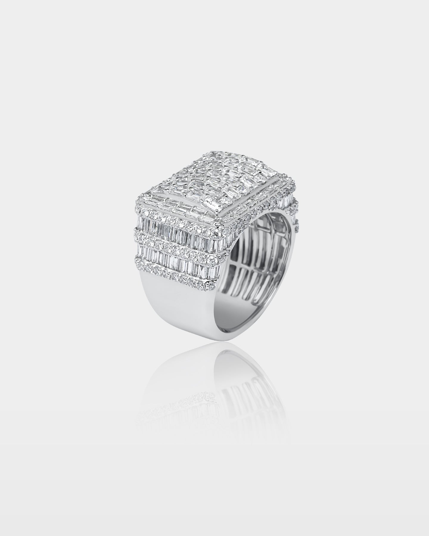 Gold Rectangular Pavé Diamond Ring | The Ice Champ Grapevine, Texas