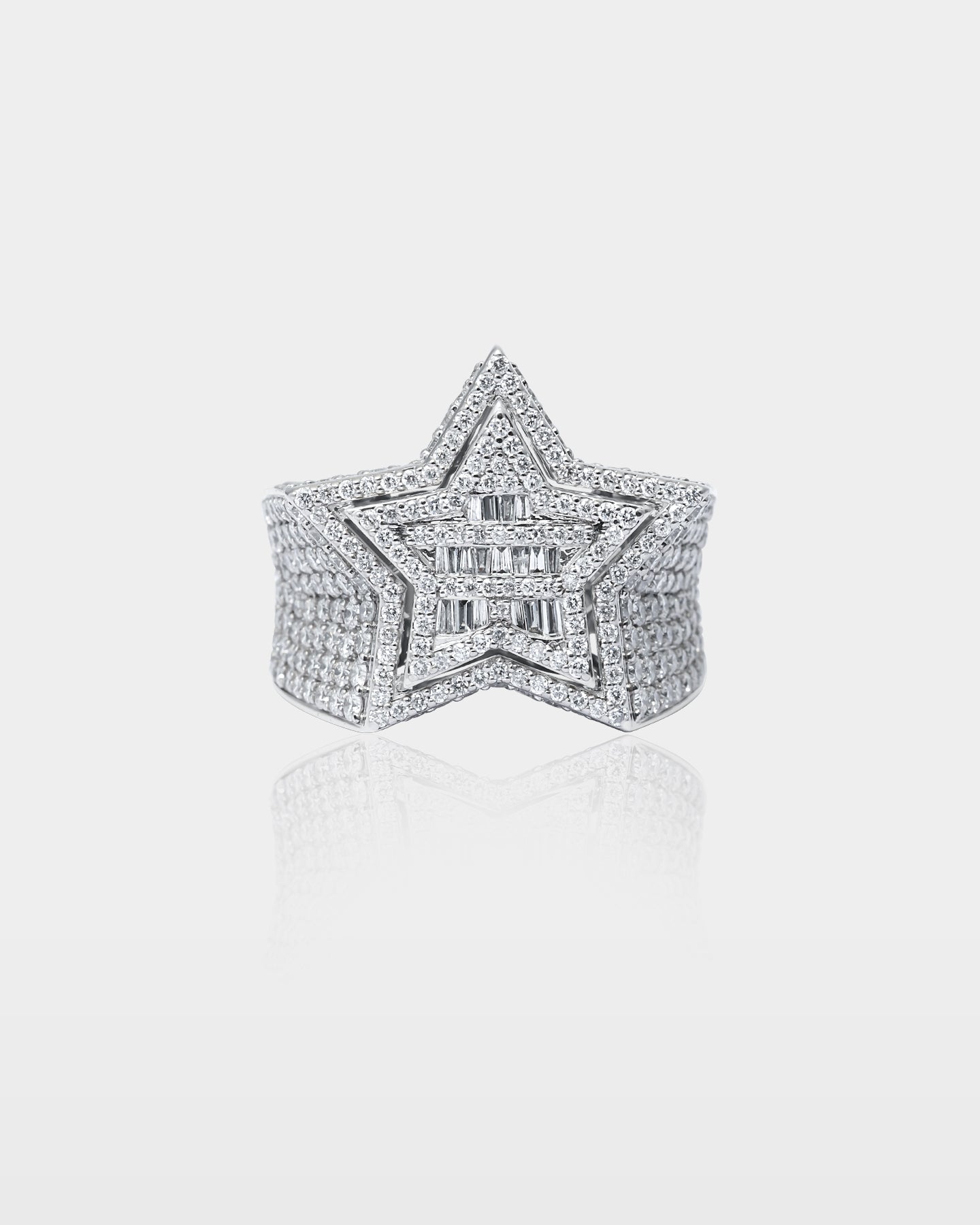 Gold Round & Baguette Star Pavé Diamond Ring | The Ice Champ Dallas, Texas