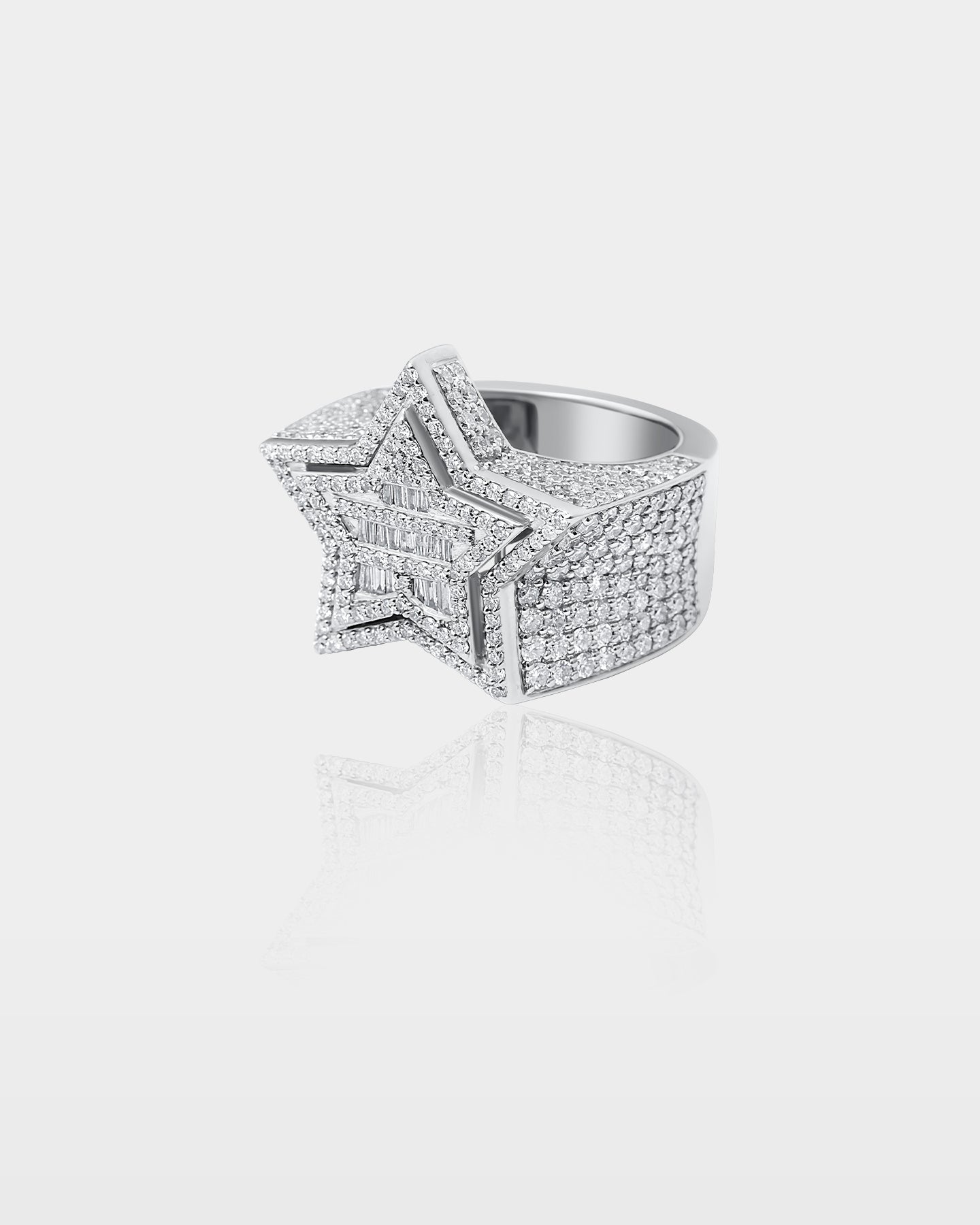 Gold Round & Baguette Star Pavé Diamond Ring | The Ice Champ Dallas, Texas