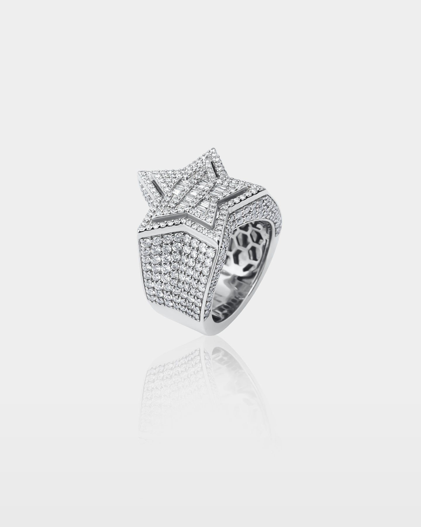 Gold Round & Baguette Star Pavé Diamond Ring | The Ice Champ Dallas, Texas