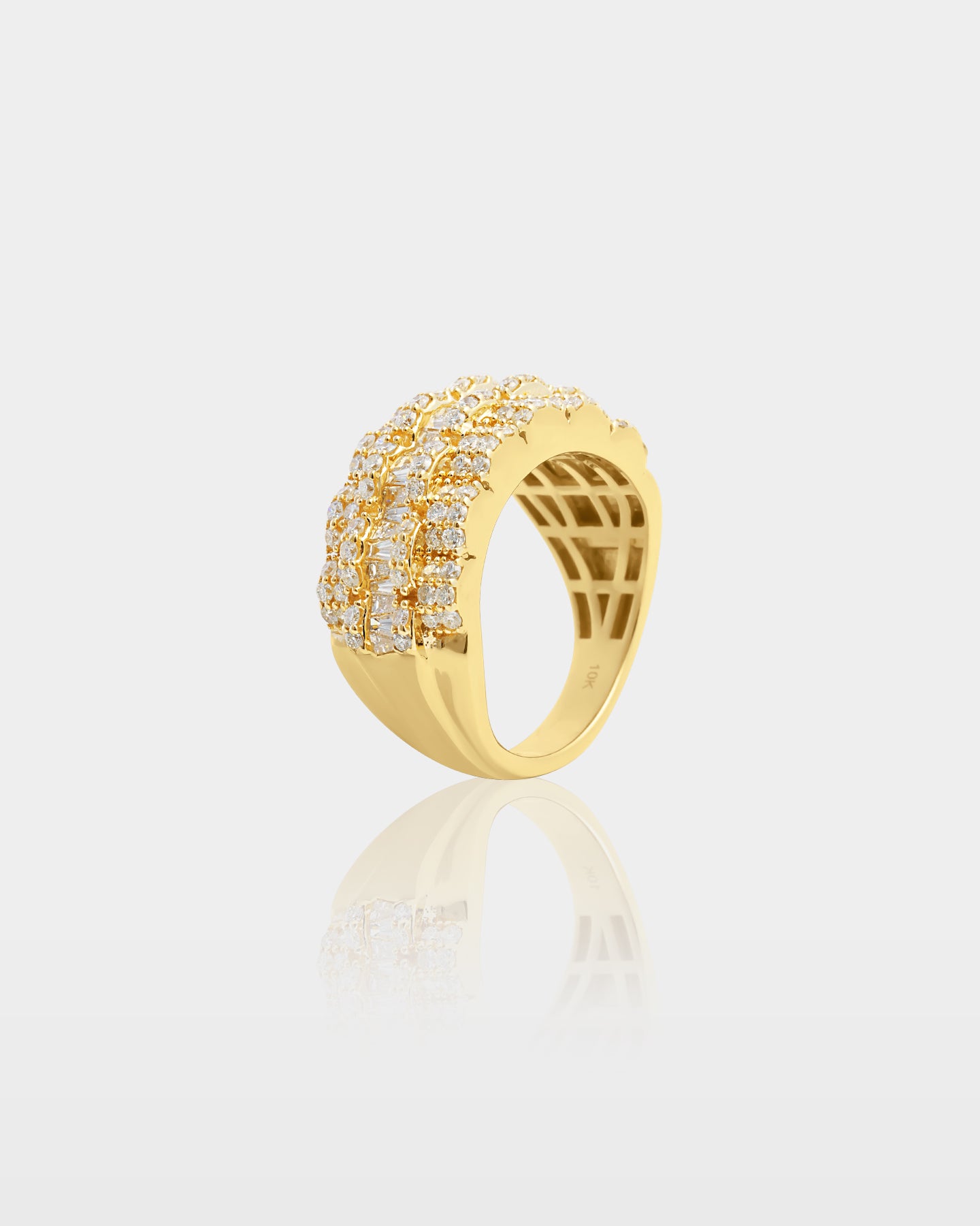 Gold Round & Baguette Half Eternity Band | The Ice Champ Dallas