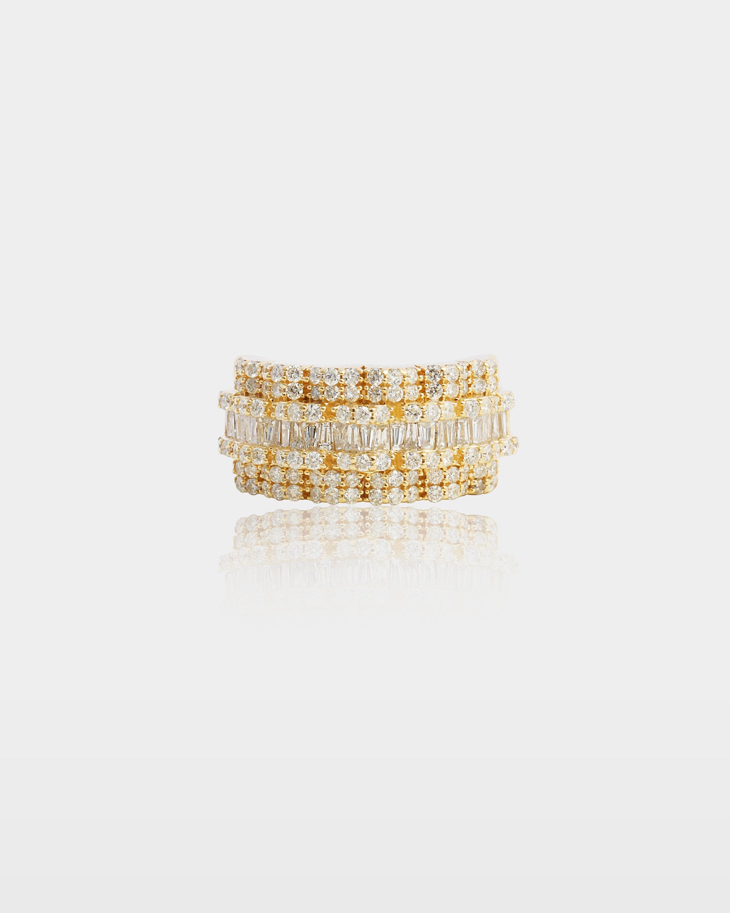 Gold Round & Baguette Half Eternity Band | The Ice Champ Dallas