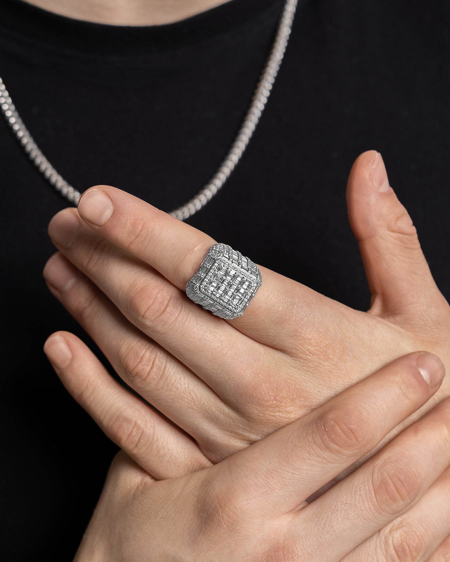 Gold Square Face Natural Diamond Ring | The Ice Champ Dallas, Texas