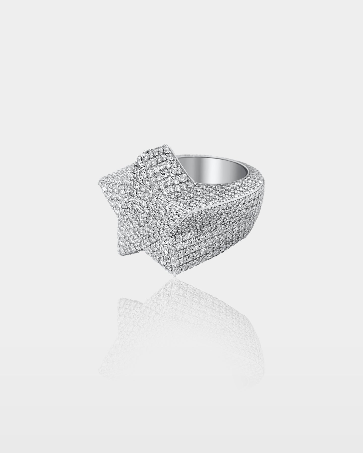 Gold Star Natural Diamond Eternity Signet Ring | The Ice Champ Dallas, Texas
