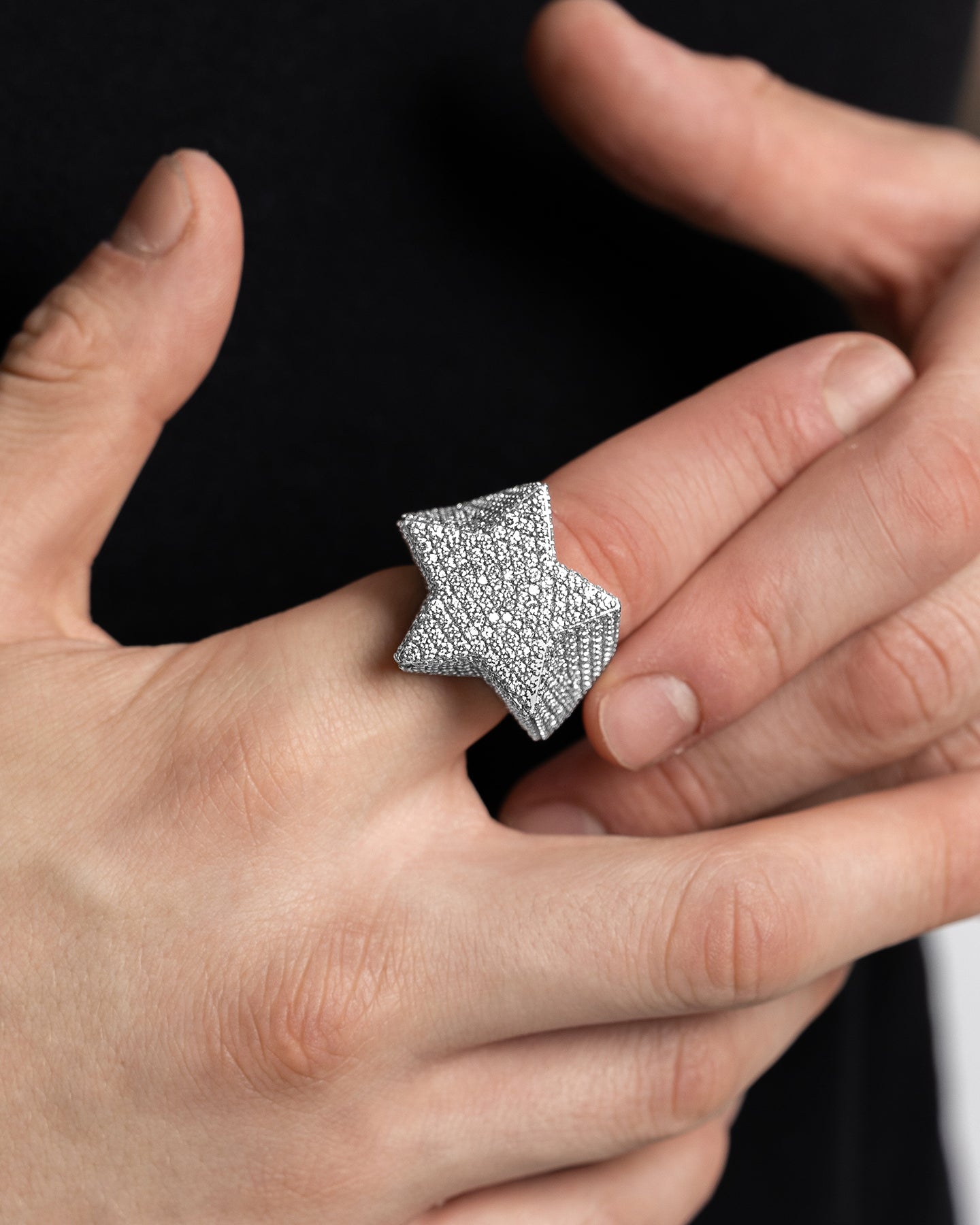 Gold Star Natural Diamond Eternity Signet Ring | The Ice Champ Dallas, Texas