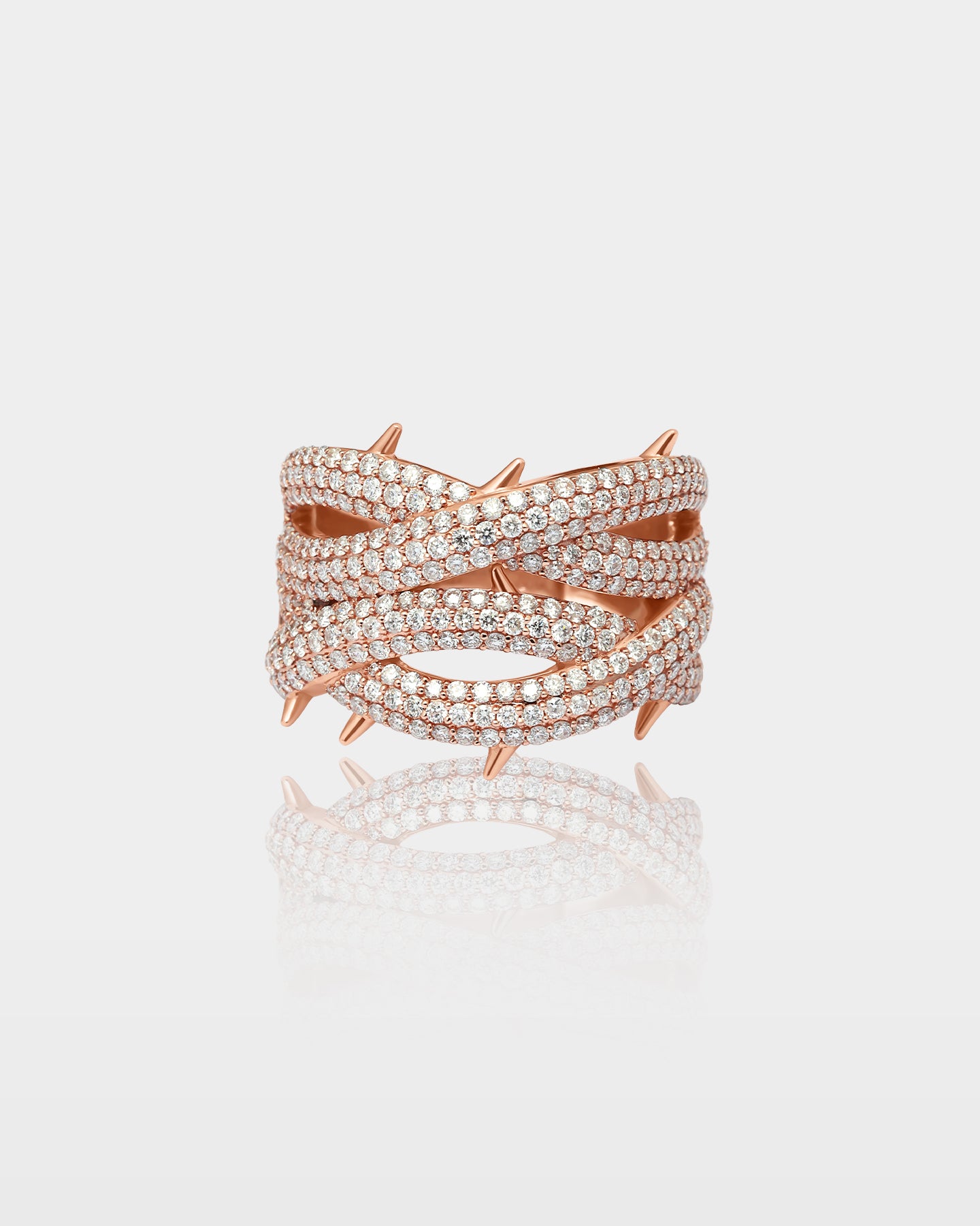 Rose Gold Twisted Wide Pavé Diamond Ring | The Ice Champ Dallas, Texas