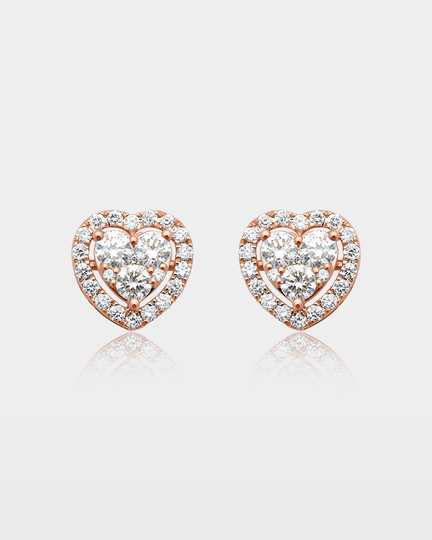 Heart Cluster Diamond Halo Studs | The Ice Champ Rose Gold Mens Jewelry DFW