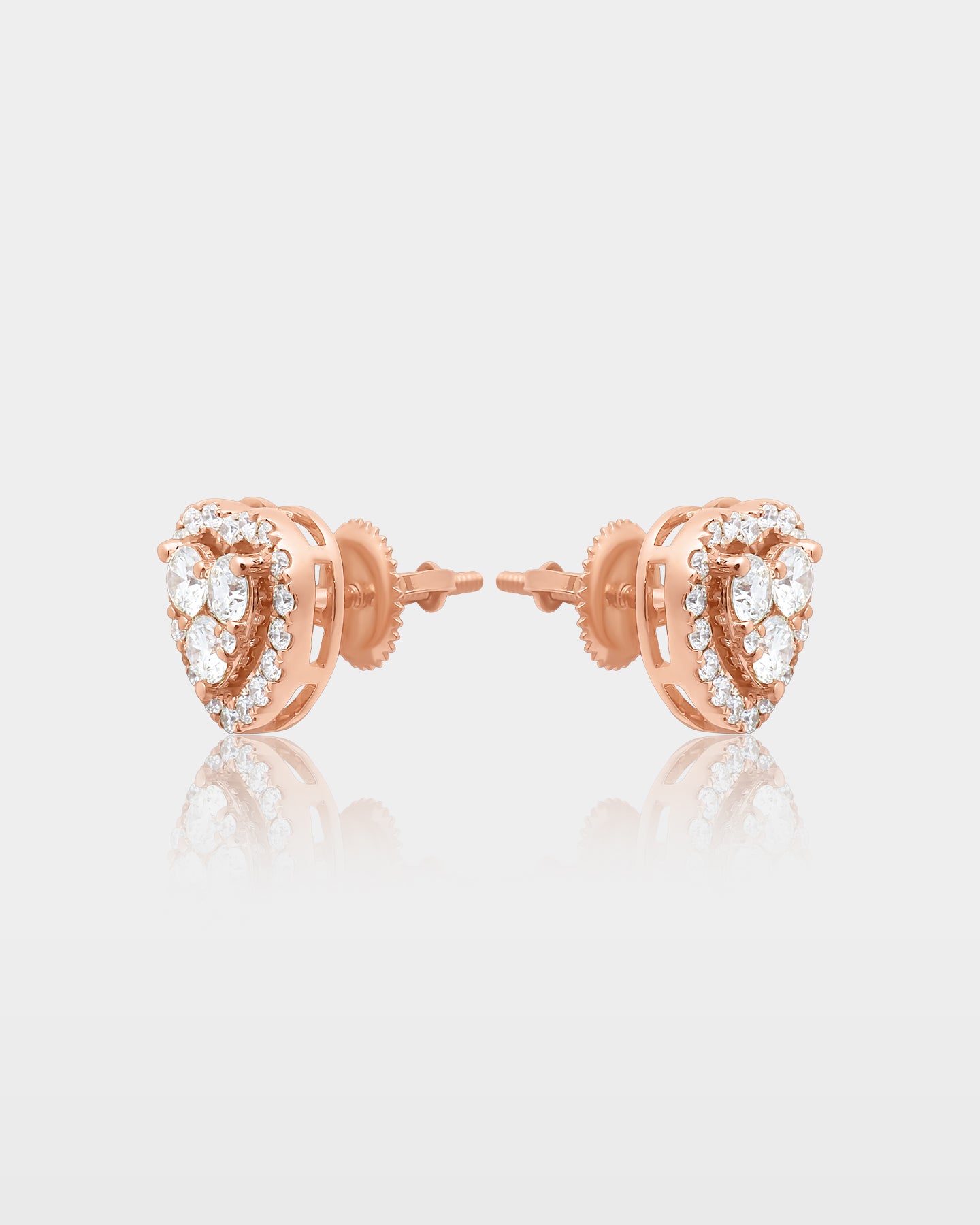 Heart Cluster Diamond Halo Studs | The Ice Champ Rose Gold Mens Jewelry DFW