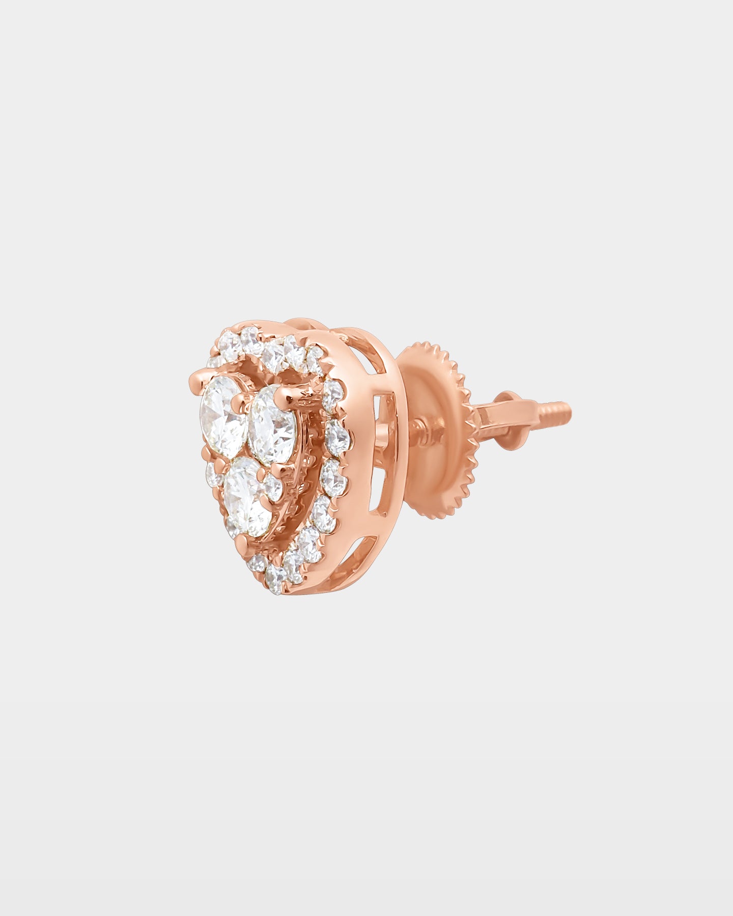Heart Cluster Diamond Halo Studs | The Ice Champ Rose Gold Mens Jewelry DFW