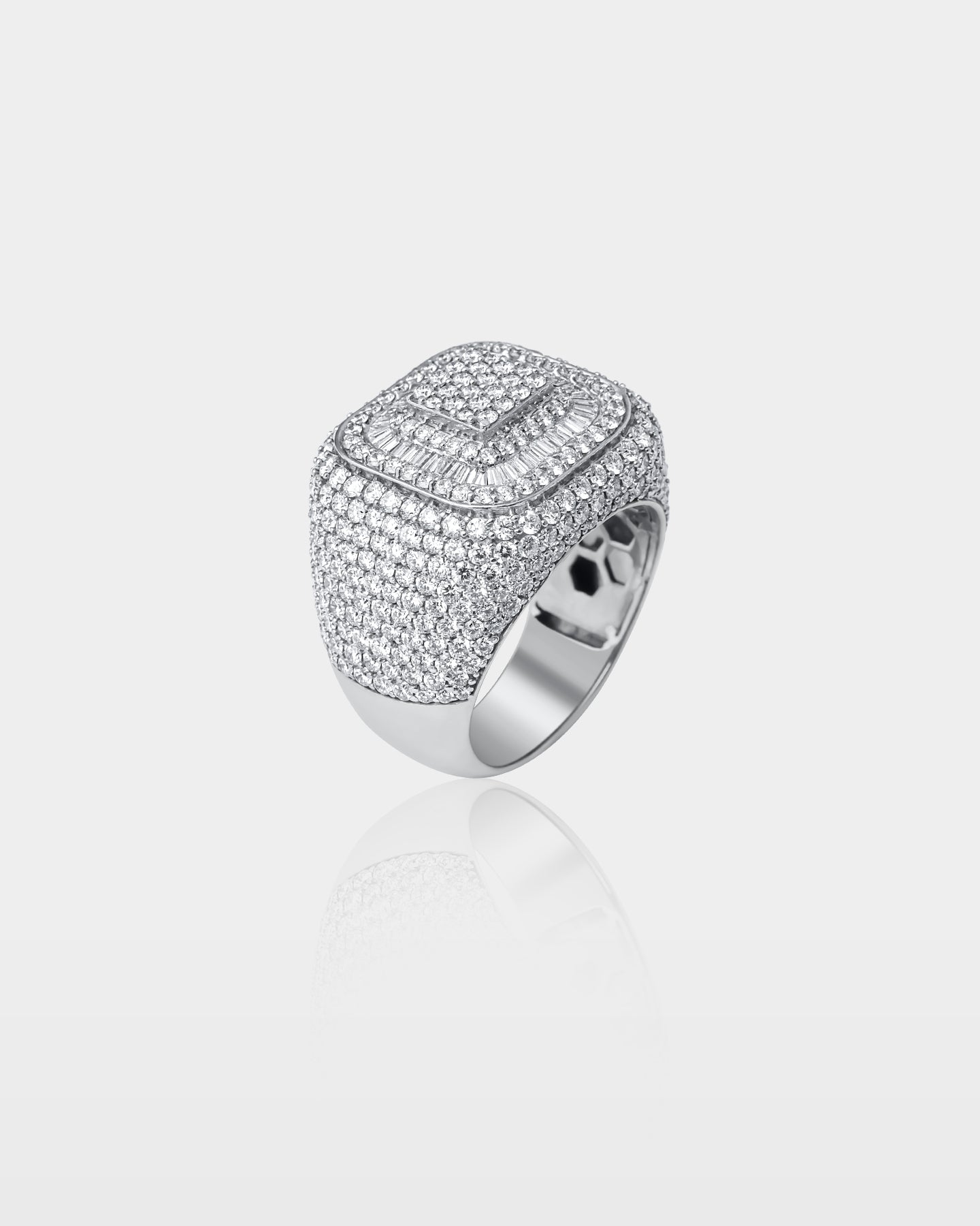 Gold Square Cushion Diamond Statement Ring | The Ice Champ Dallas, Texas