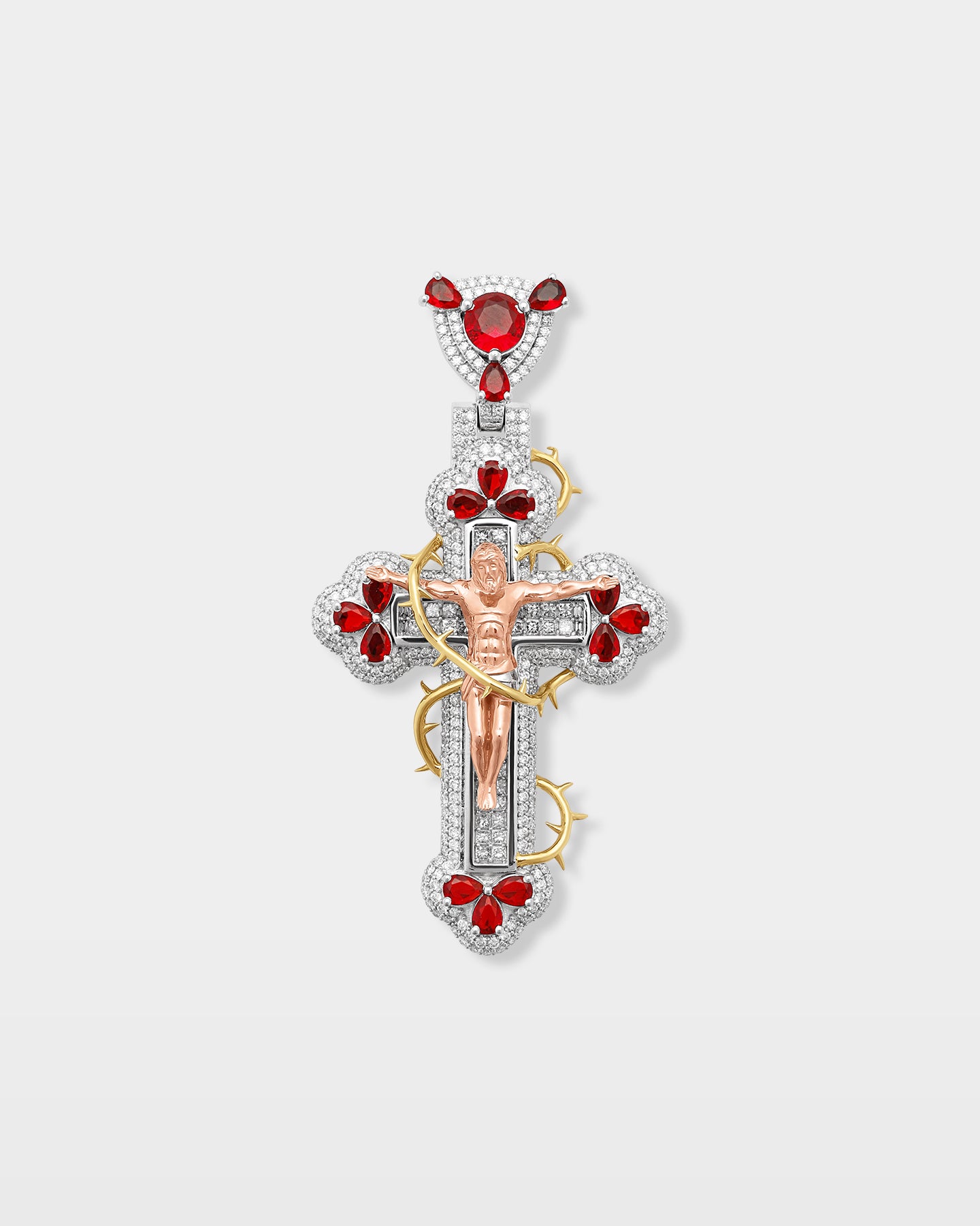 Jesus Crucifix Ruby & Diamond Pendant | The Ice Champ Custom Jewelry Dallas