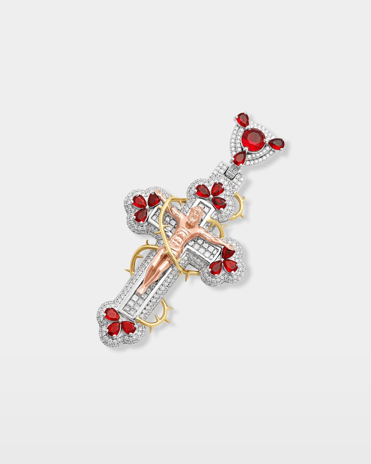 Jesus Crucifix Ruby & Diamond Pendant | The Ice Champ Custom Jewelry Dallas