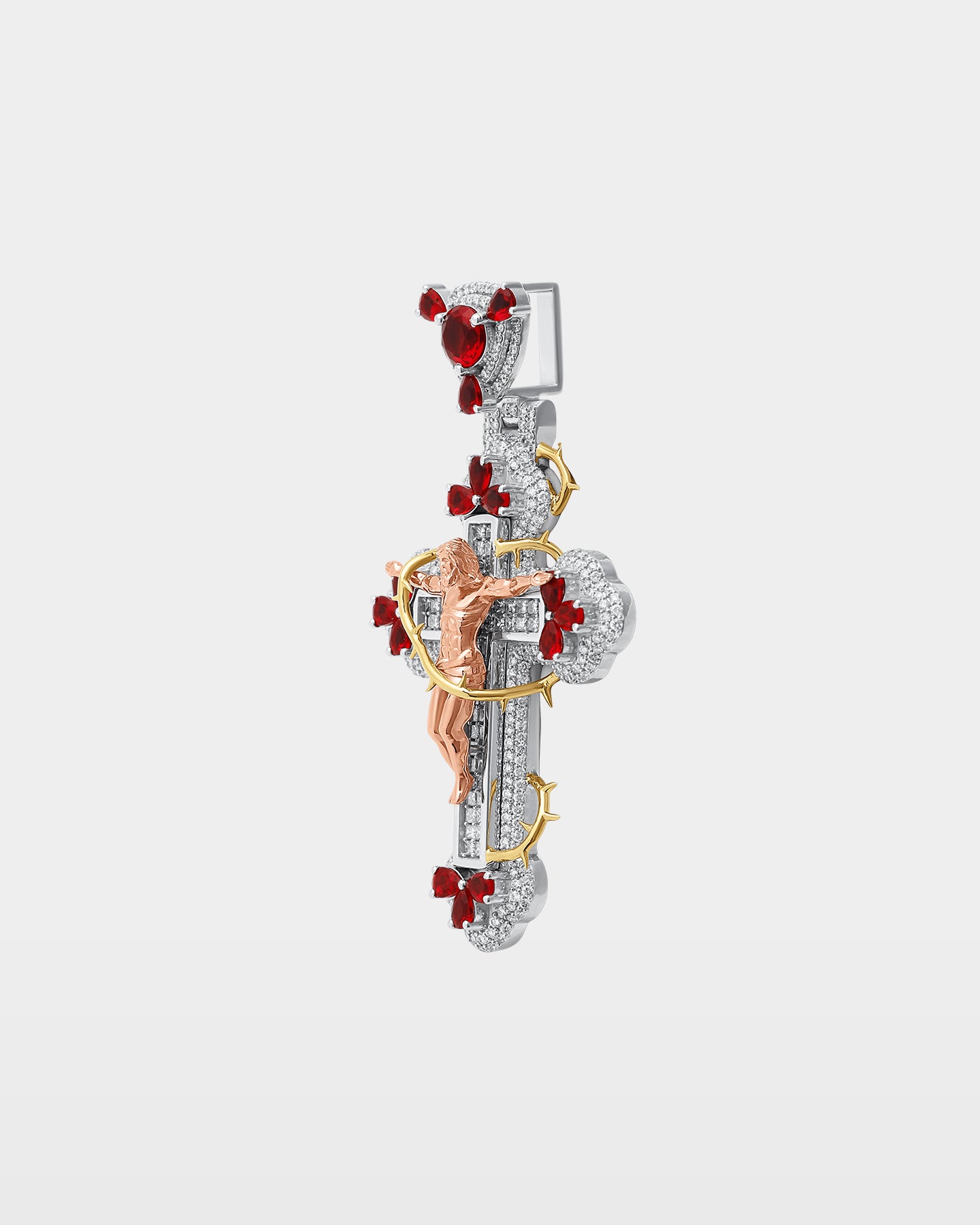 Jesus Crucifix Ruby & Diamond Pendant | The Ice Champ Custom Jewelry Dallas