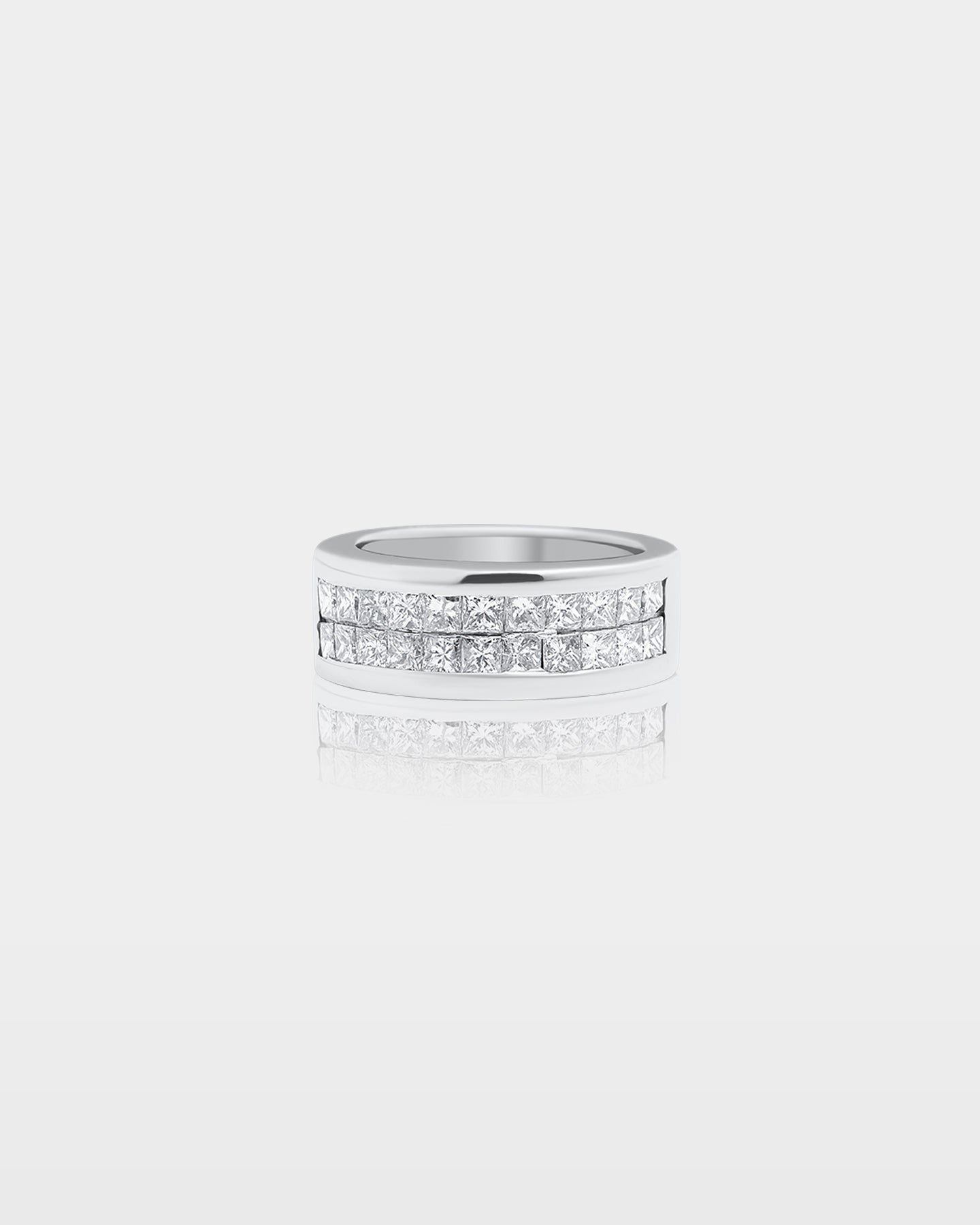 Gold Two Row Princess-Cut Diamond Band