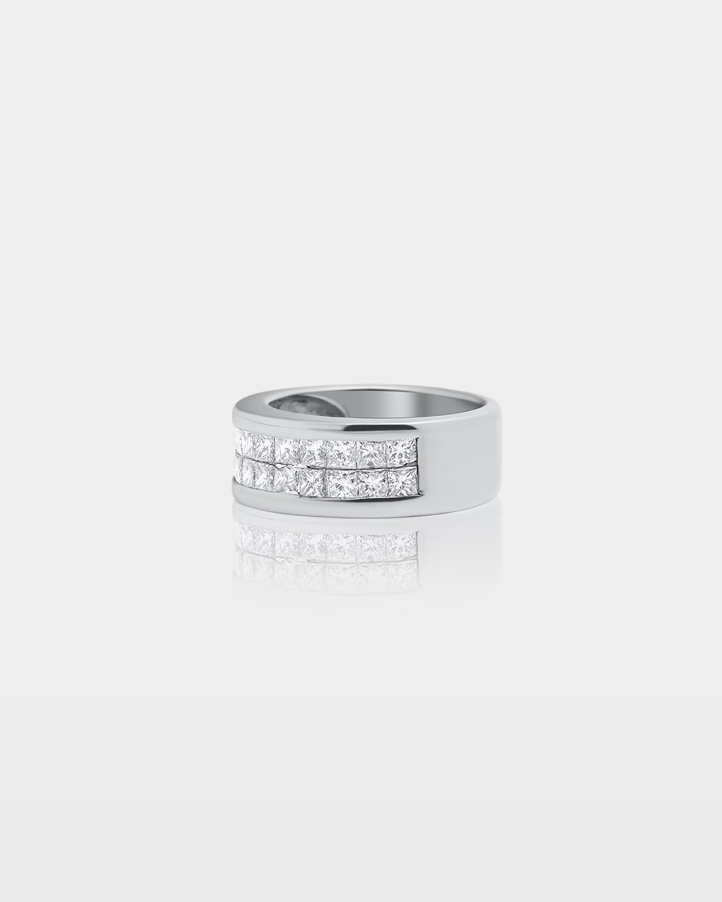 Gold Two Row Princess-Cut Diamond Band