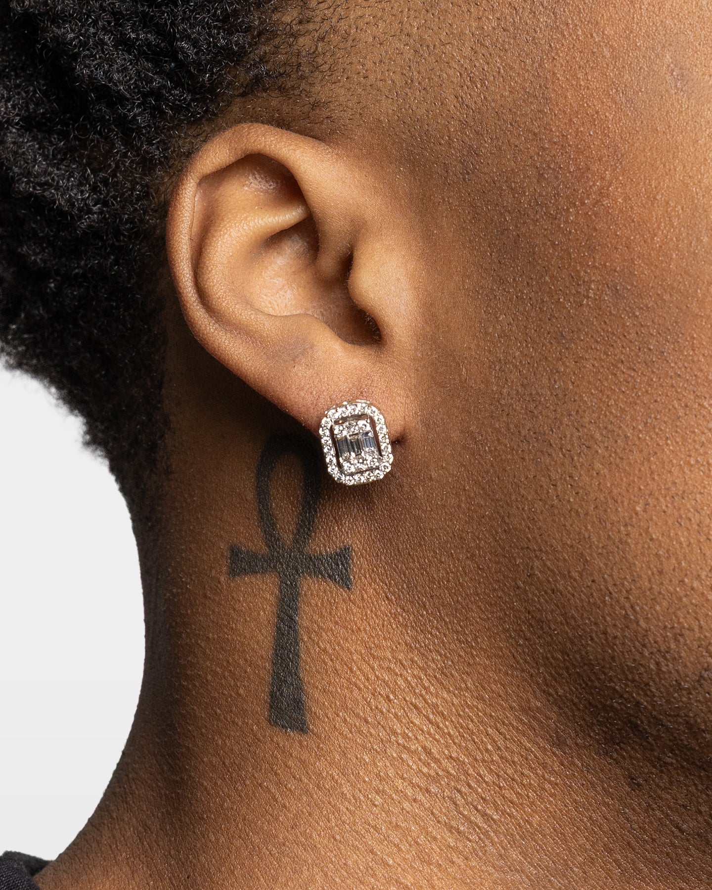 Rectangular Halo Diamond Studs | The Ice Champ