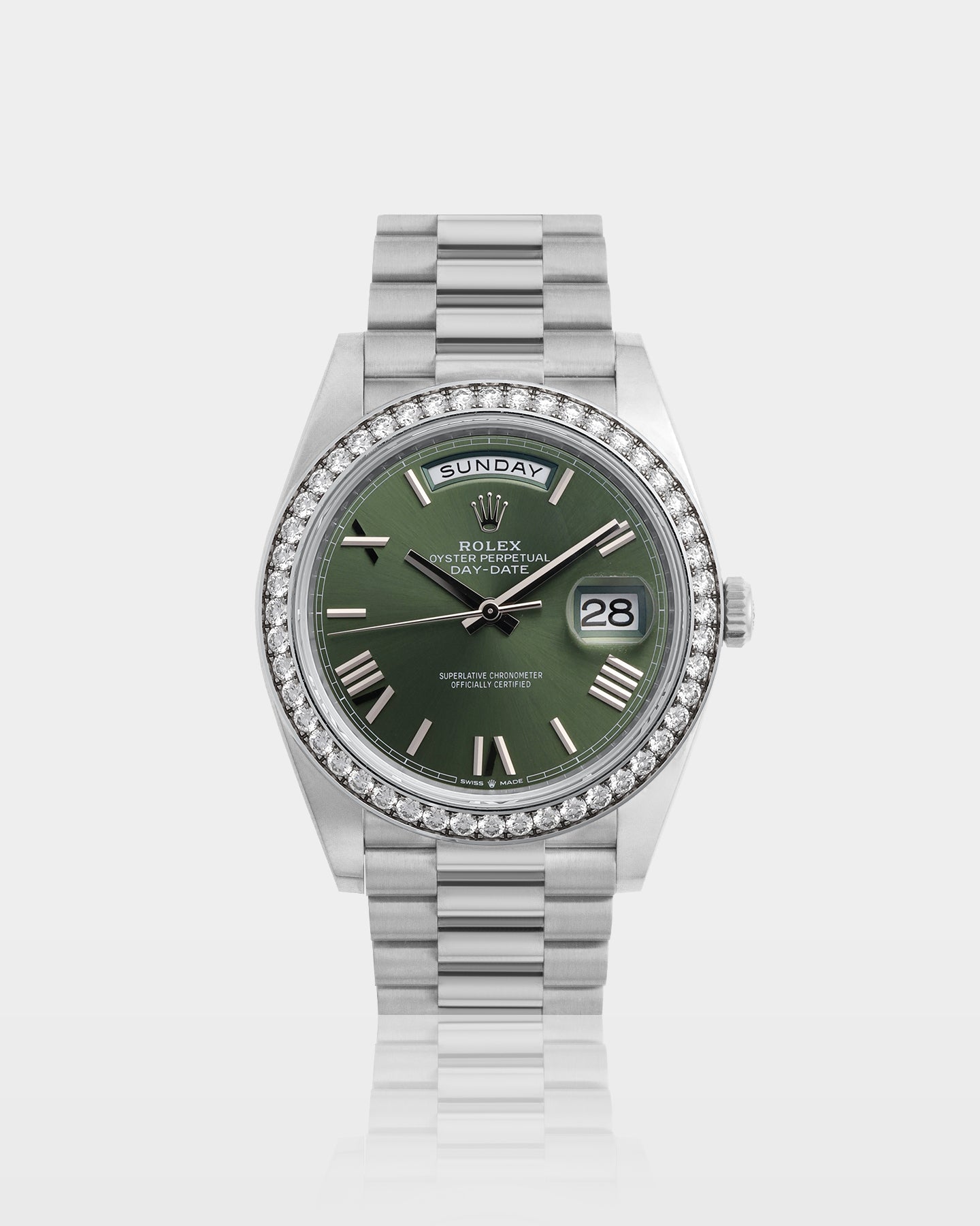 White Gold Rolex Day-Date 228349RBR | The Ice Champ Dallas