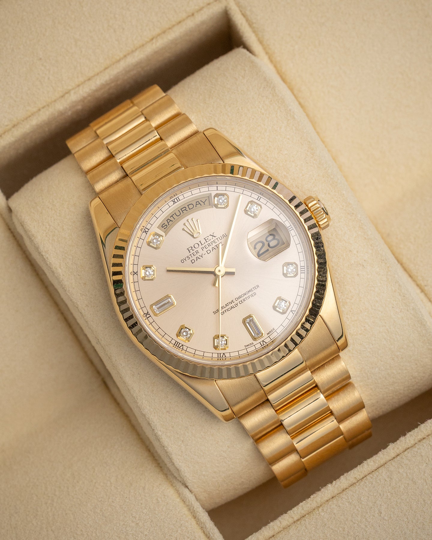 Champagne Diamond Rolex Day-Date 36 118238 | The Ice Champ Watches