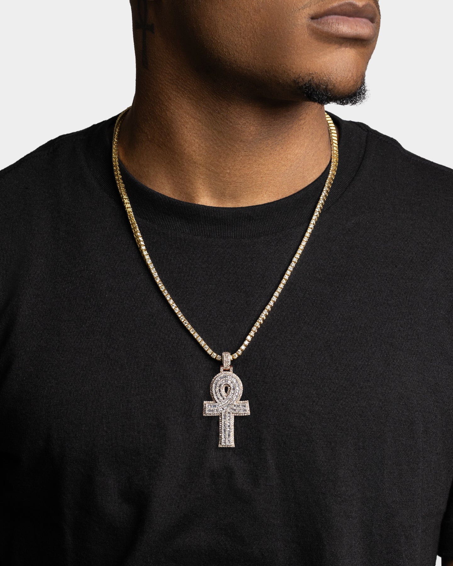 Rose Gold Ankh Cross Diamond Pendant | The Ice Champ Jewelry Grapevine