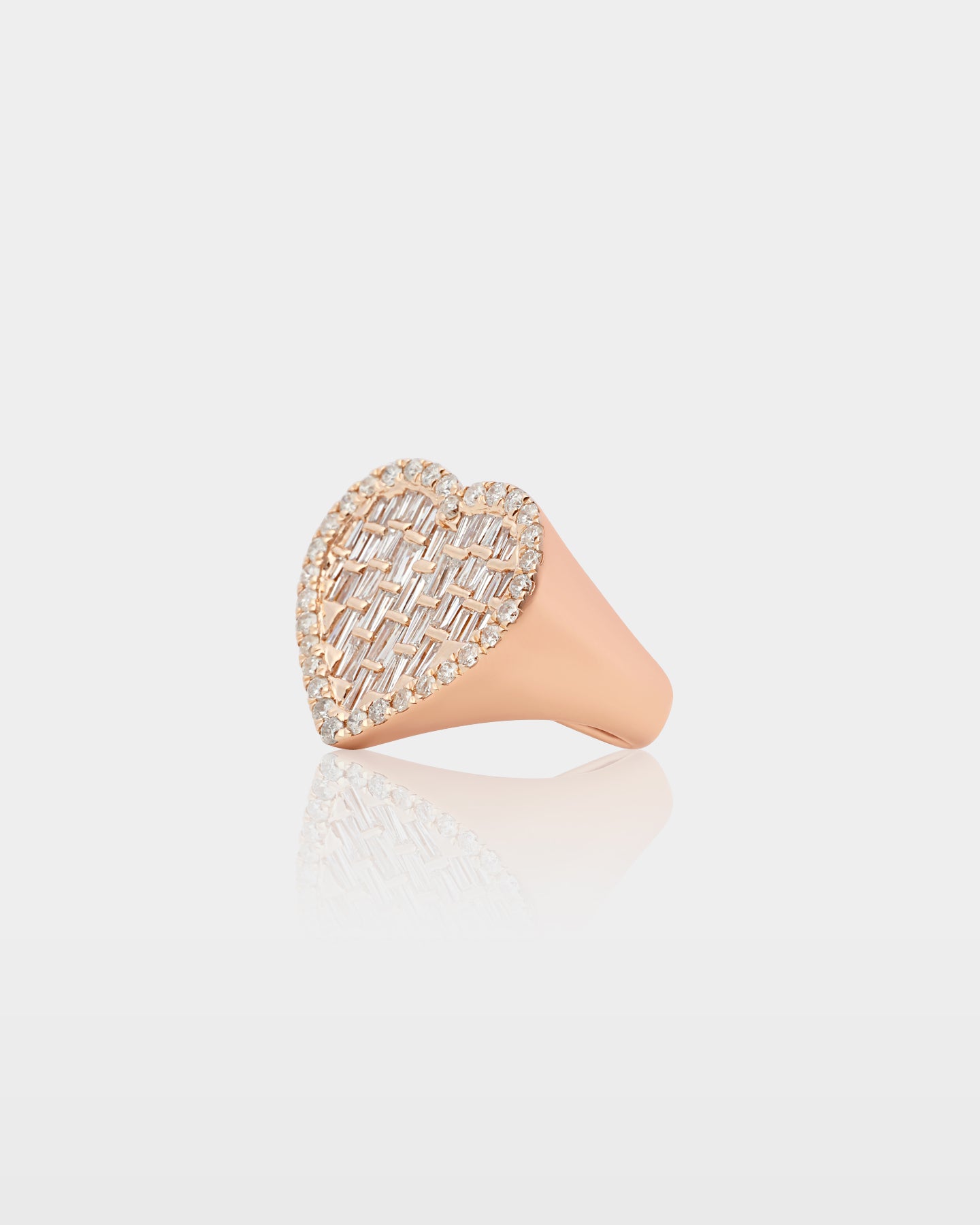 10k Gold Baguette Diamond Heart Signet Ring | The Ice Champ Jewelry TX