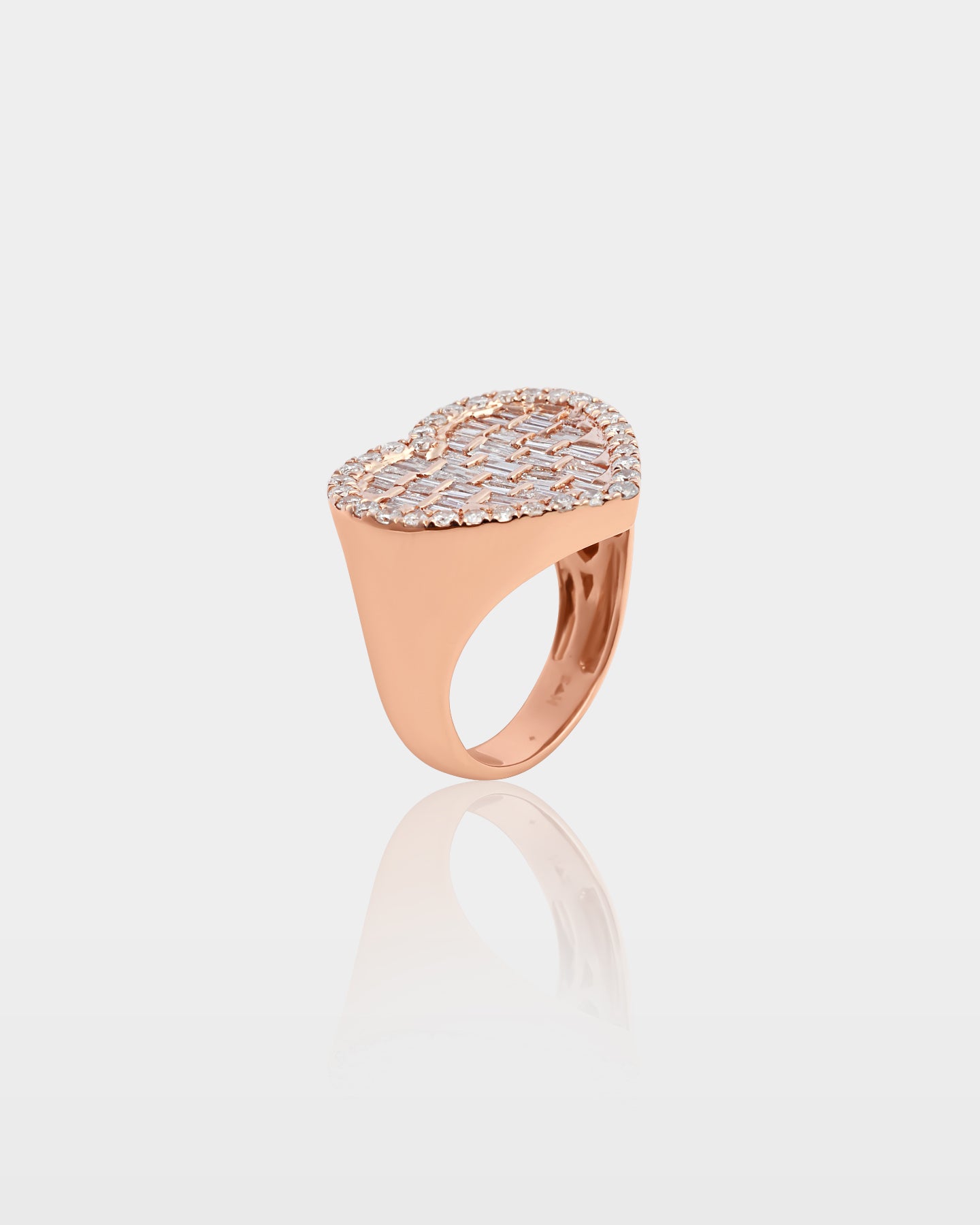 10k Gold Baguette Diamond Heart Signet Ring | The Ice Champ Jewelry TX