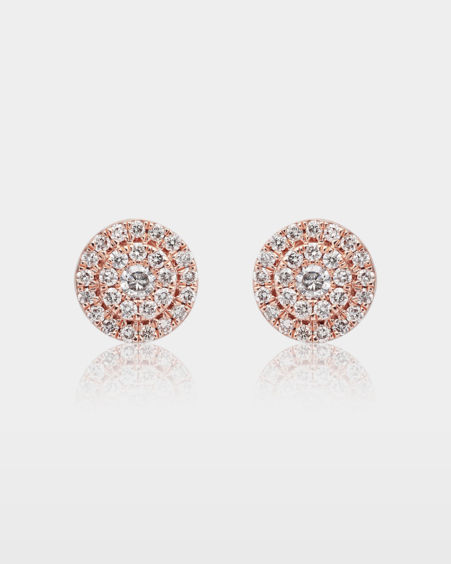 Rose Gold Circular Layered Diamond Studs | The Ice Champ Dallas, TX