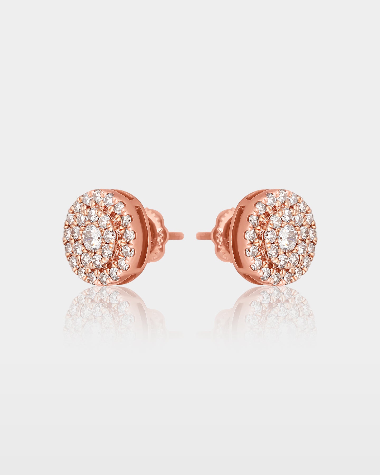 Rose Gold Circular Layered Diamond Studs | The Ice Champ Dallas, TX
