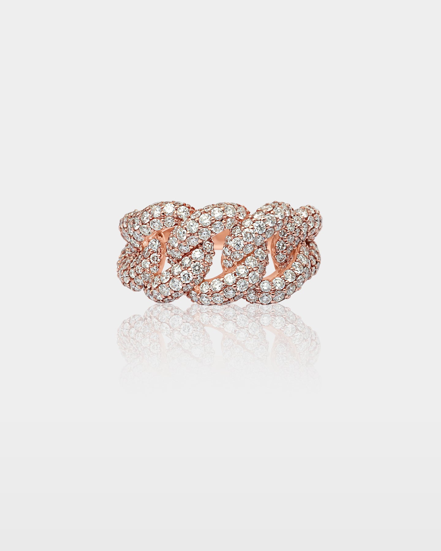 Rose Gold Cuban Link Diamond Ring | The Ice Champ Dallas, Texas