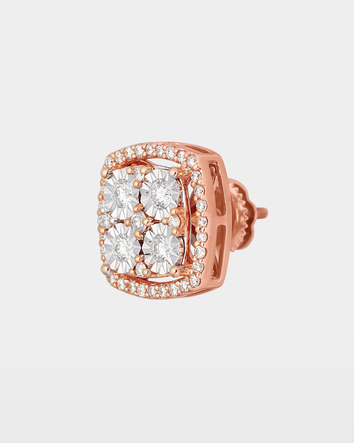 Rose Gold Cushion-Shaped Round Diamond Studs | The Ice Champ Dallas