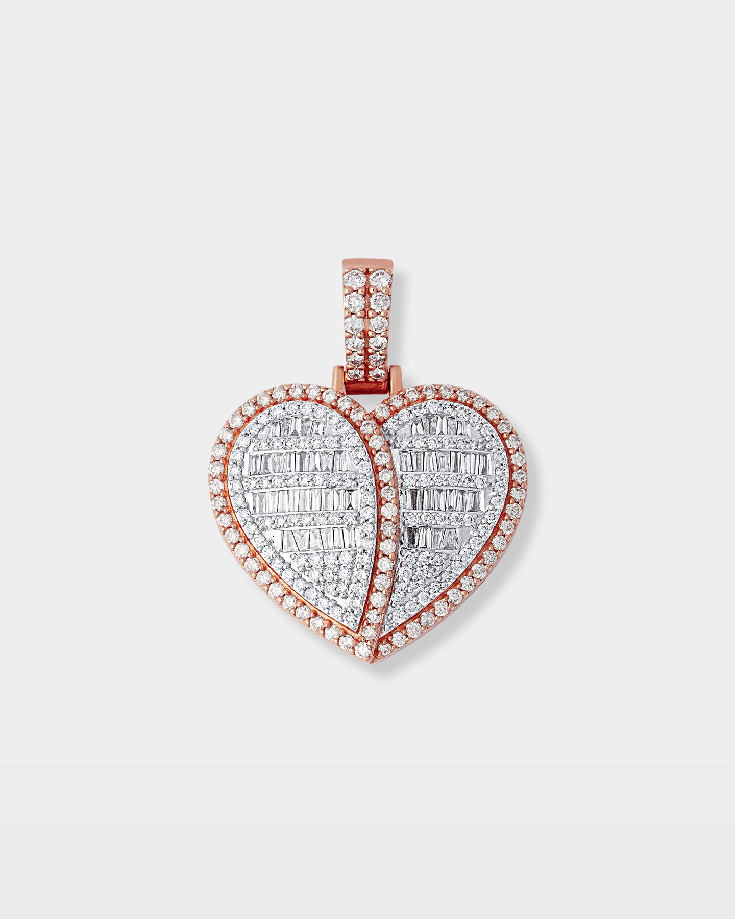 Rose Gold Divided Heart Diamond Pendant | The Ice Champ TX