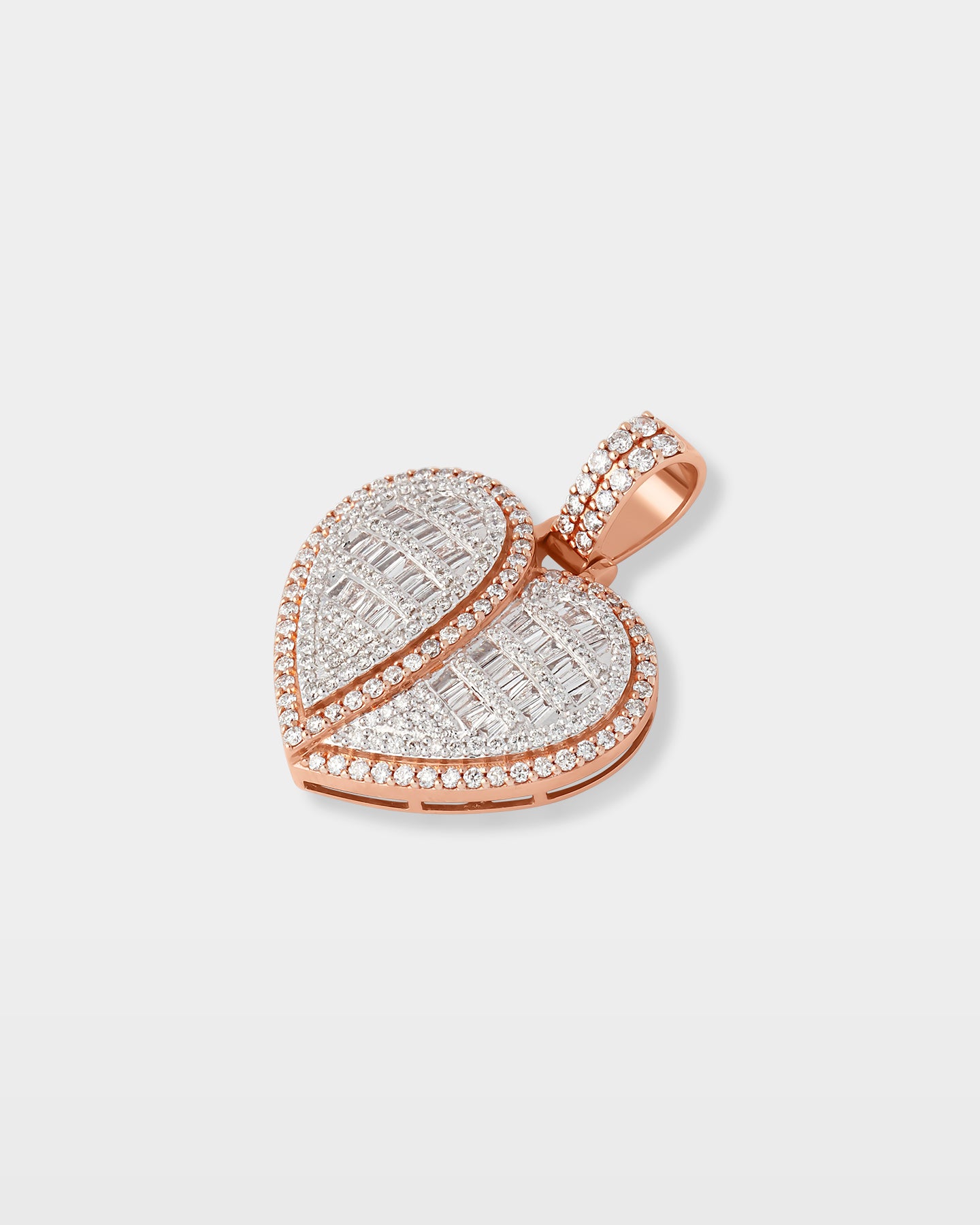 Rose Gold Divided Heart Diamond Pendant | The Ice Champ TX