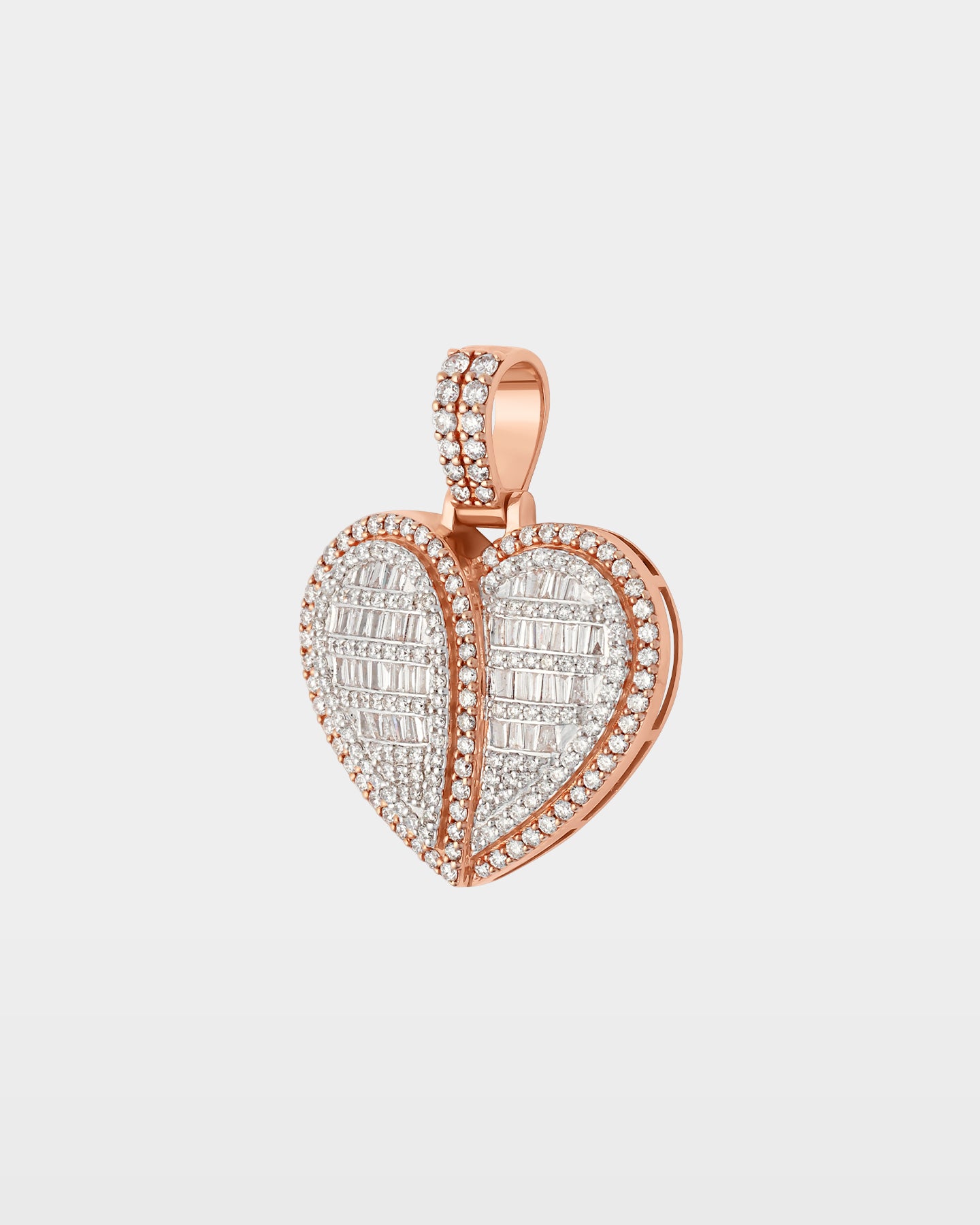Rose Gold Divided Heart Diamond Pendant | The Ice Champ TX