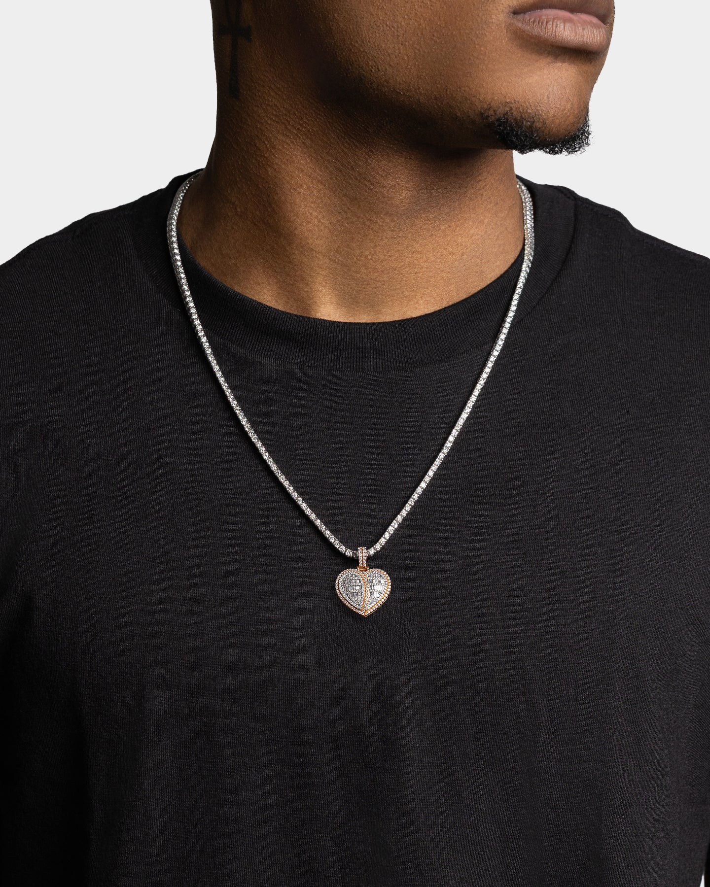 Rose Gold Divided Heart Diamond Pendant | The Ice Champ