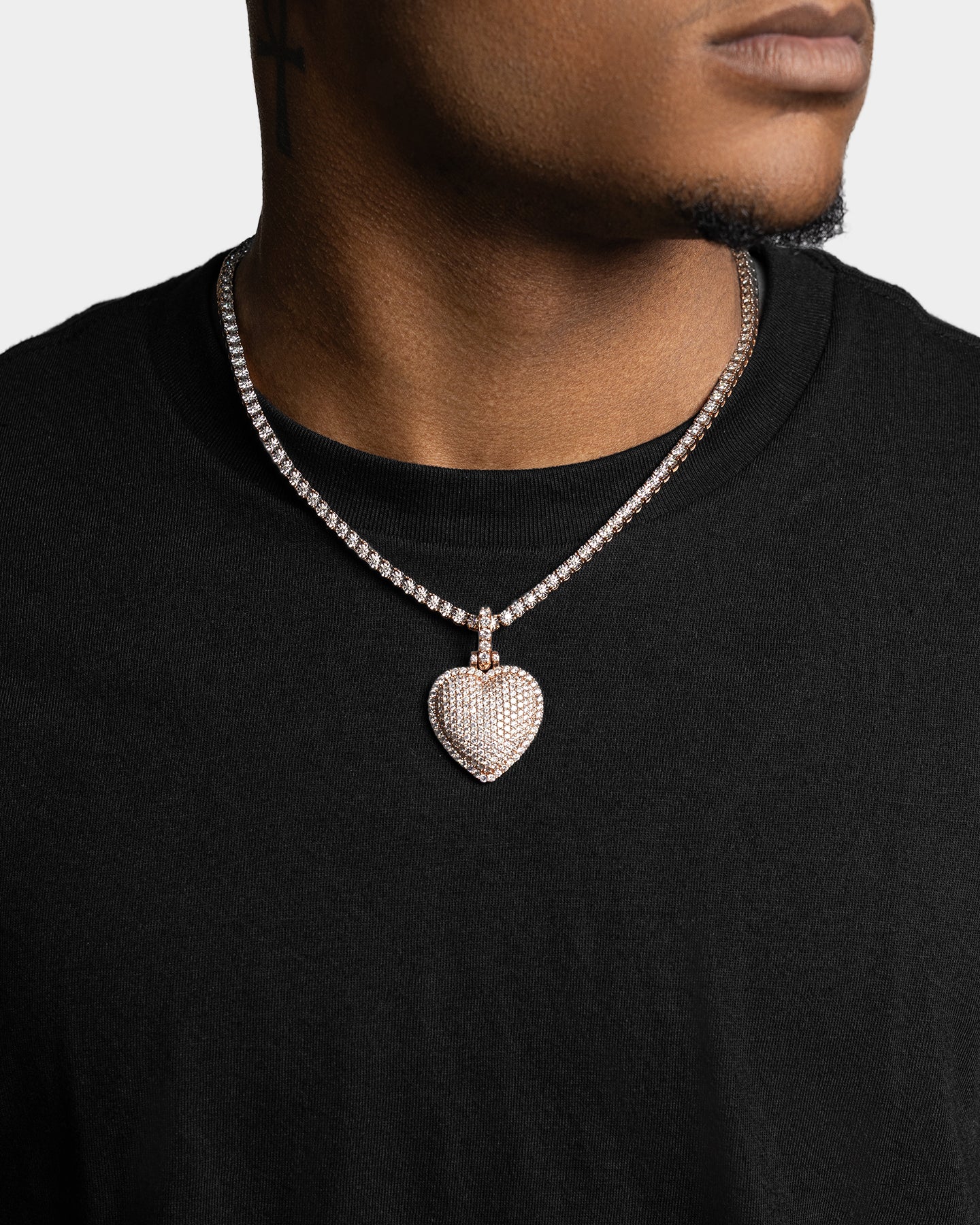 Rose Gold Dome Heart Diamond Pendant | The Ice Champ