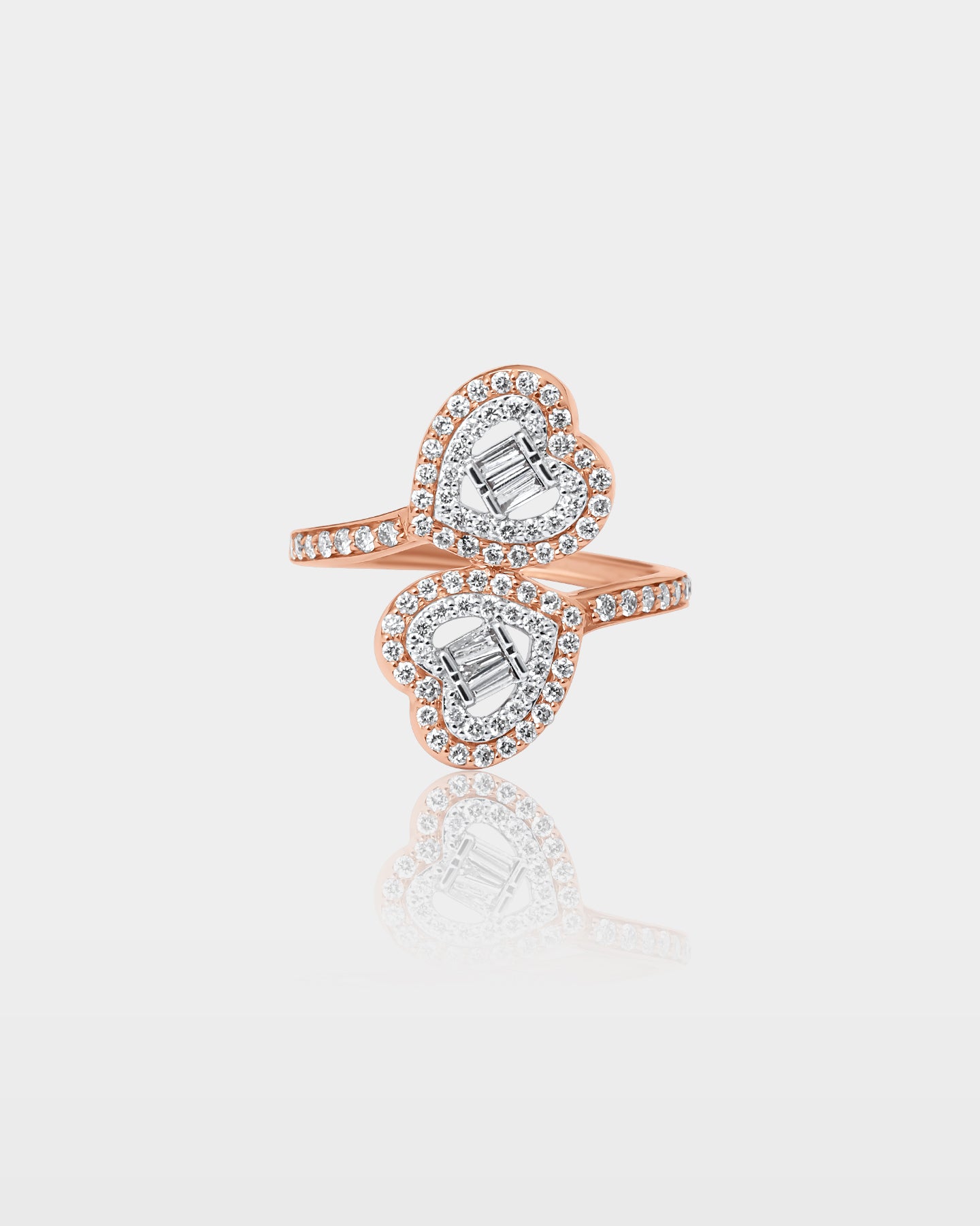 Rose Gold Double-Heart Diamond Wrap Ring | The Ice Champ Grapevine, Texas