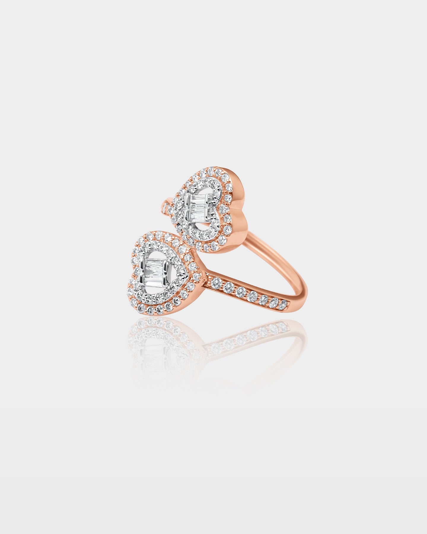 Rose Gold Double-Heart Diamond Wrap Ring | The Ice Champ Grapevine, Texas