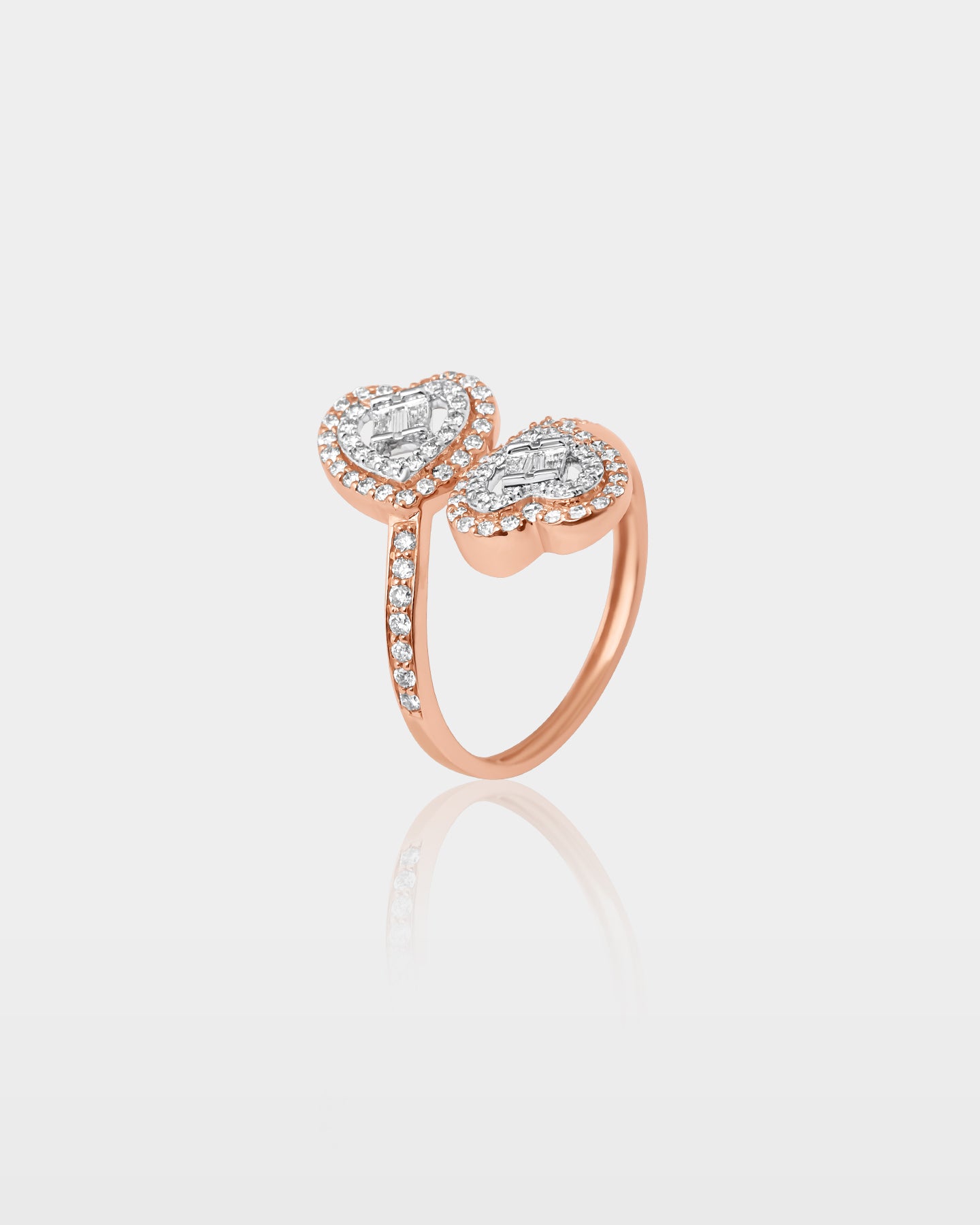 Rose Gold Double-Heart Diamond Wrap Ring | The Ice Champ Grapevine, Texas