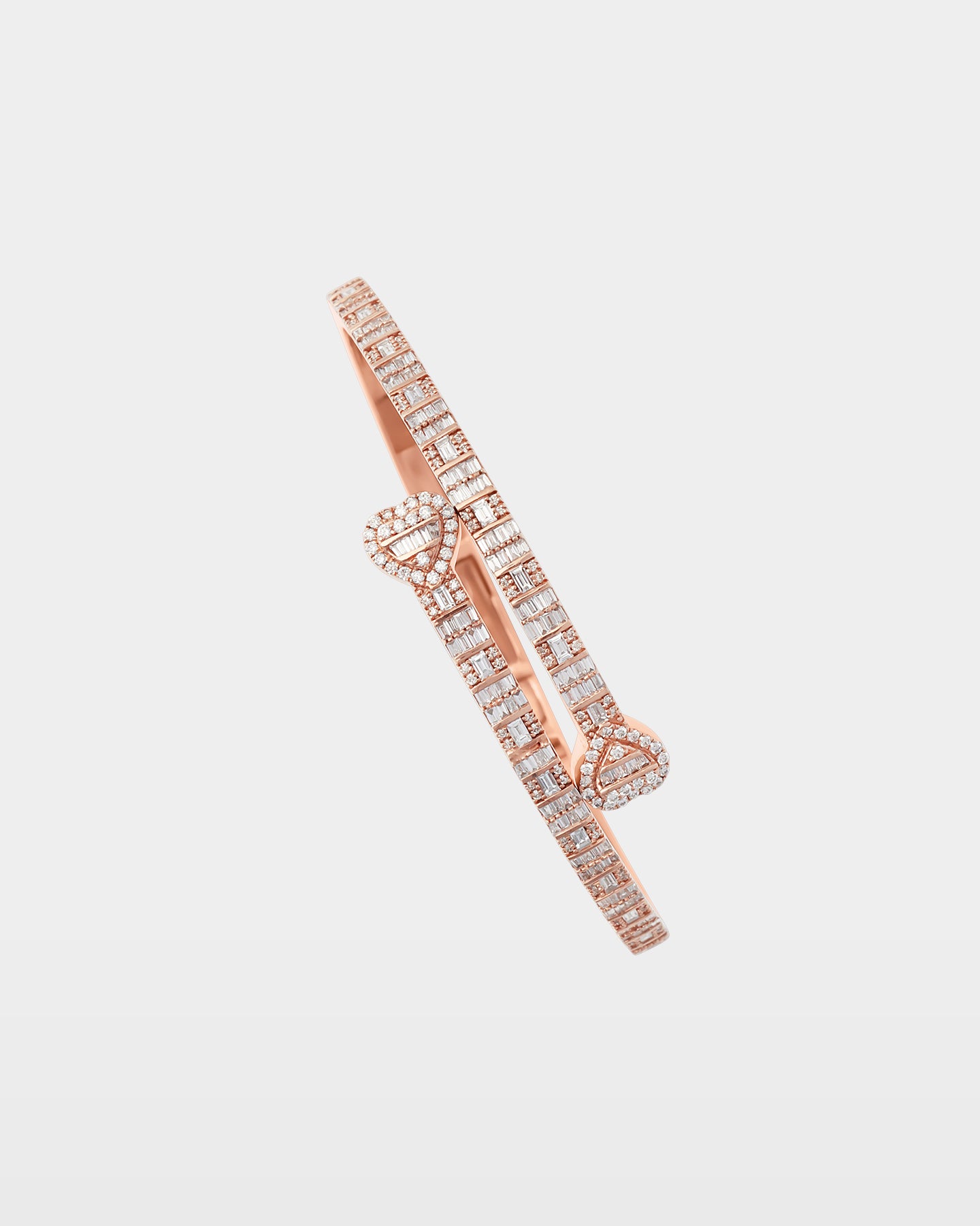 Gold Double Heart Diamond Bangle Bracelet | The Ice Champ Grapevine, Texas
