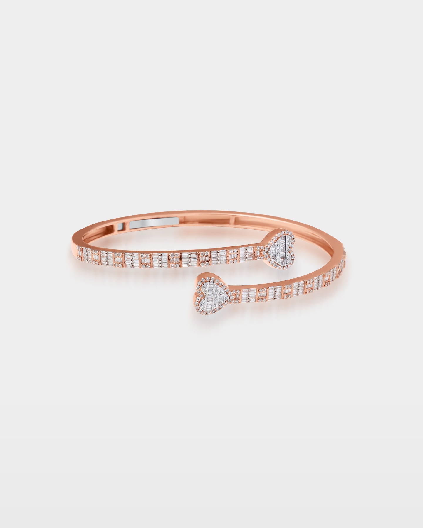 Rose Gold Double Heart Wrap Diamond Bangle | The Ice Champ Grapevine, Texas