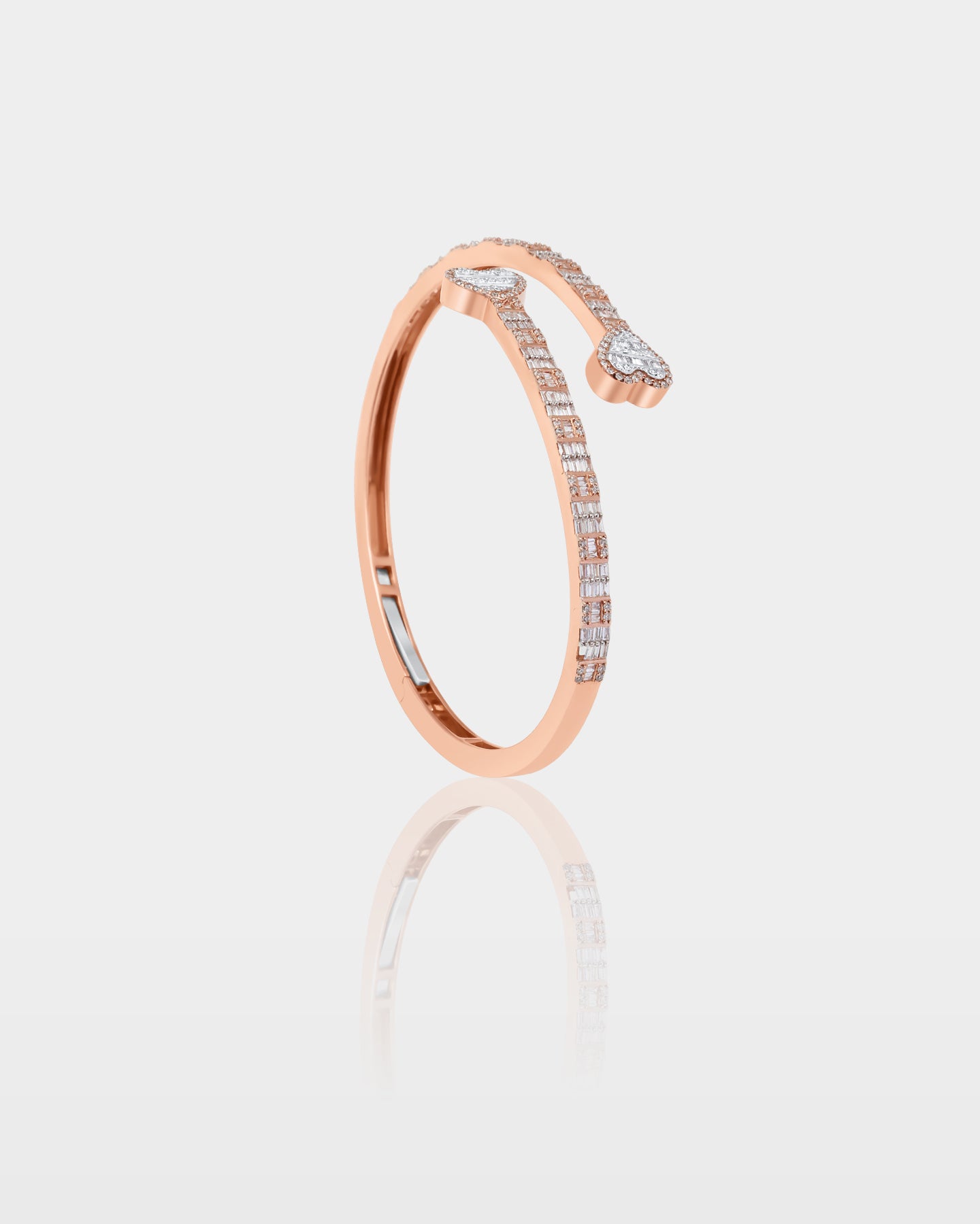Rose Gold Double Heart Wrap Diamond Bangle | The Ice Champ Grapevine, Texas