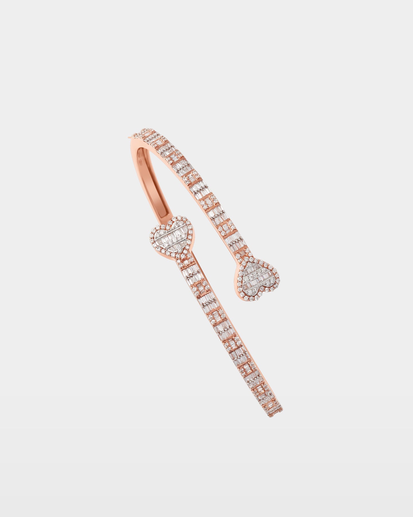 Rose Gold Double Heart Wrap Diamond Bangle | The Ice Champ Grapevine, Texas
