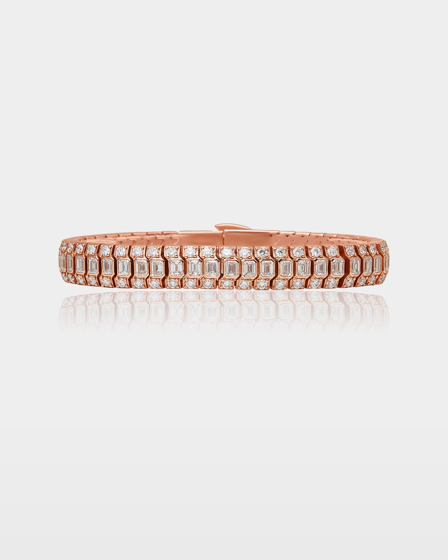 Rose Gold Emerald and Round Diamond Bracelet | The Ice Champ Dallas, Texas