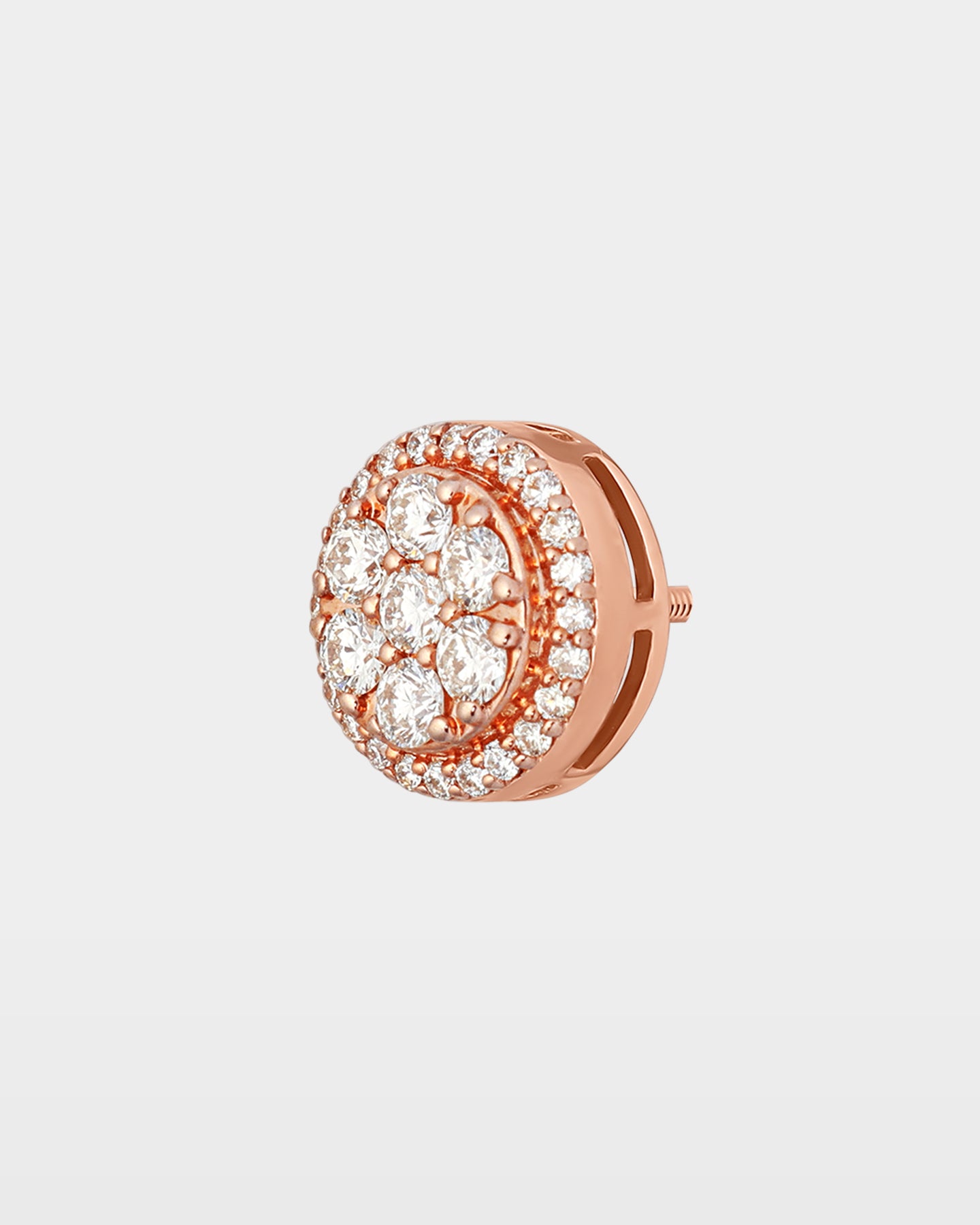 Rose Gold Flower Halo Pavé Diamond Stud Earrings | The Ice Champ Dallas, Texas