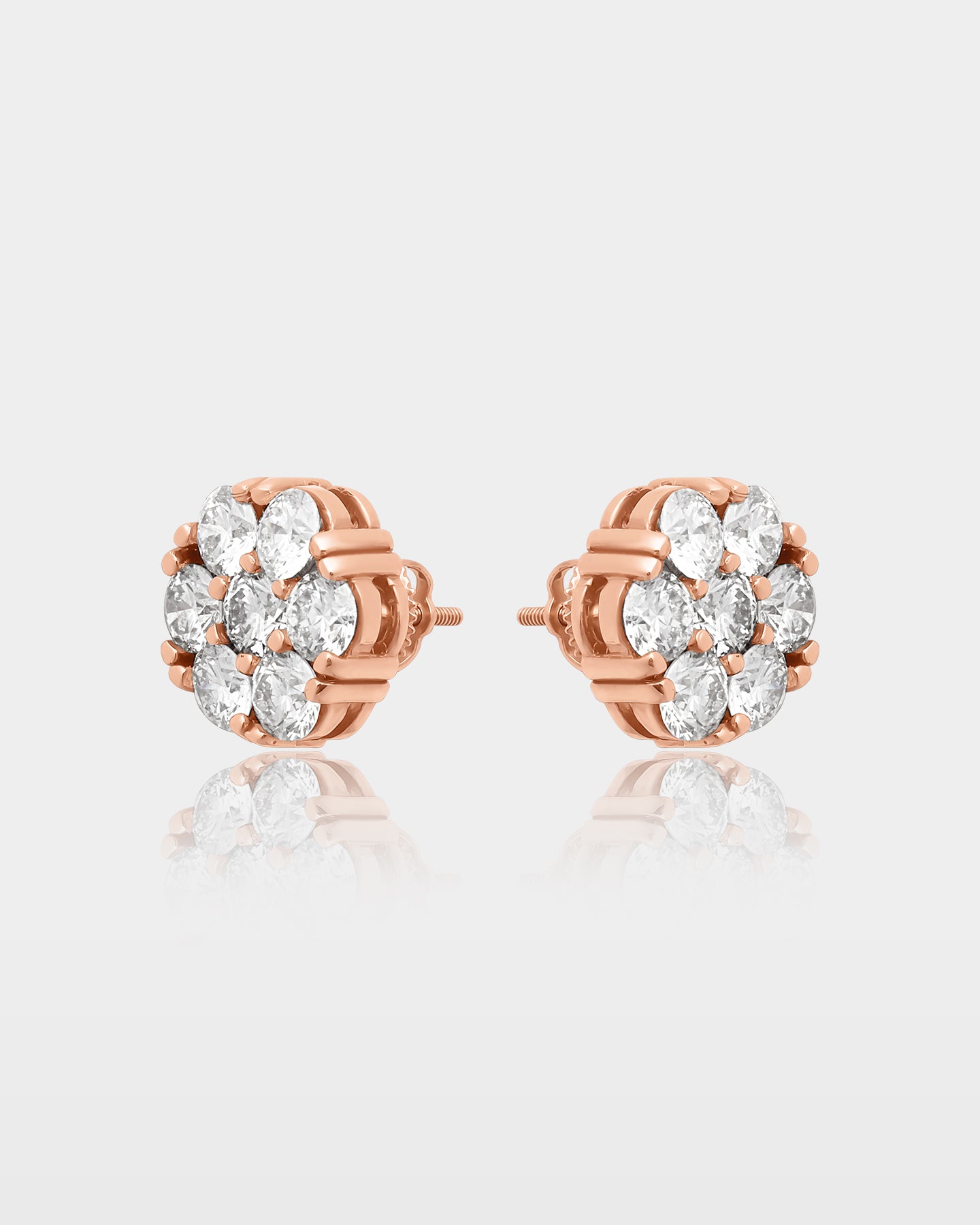 Flower Round Diamond Studs | The Ice Champ Custom Jewelry Dallas