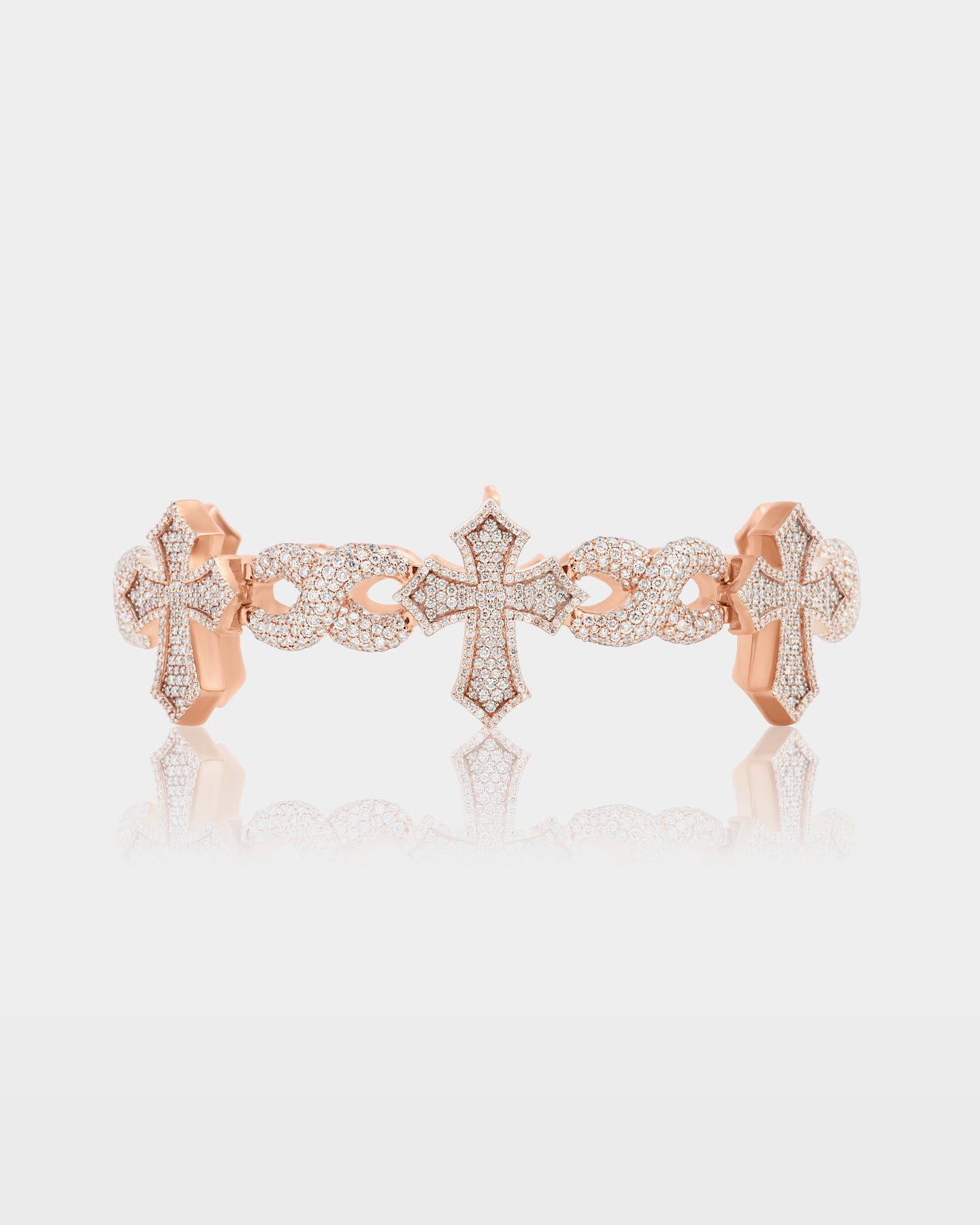 10K Gold Gothic Cross Infinity Diamond Link Bracelet | The Ice Champ Dallas